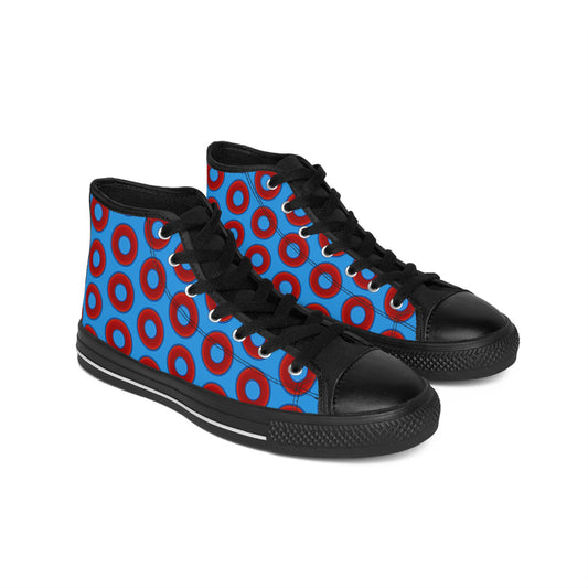 Cushiony Convectors - High Tops - red vivid donuts w/sky royal blue background