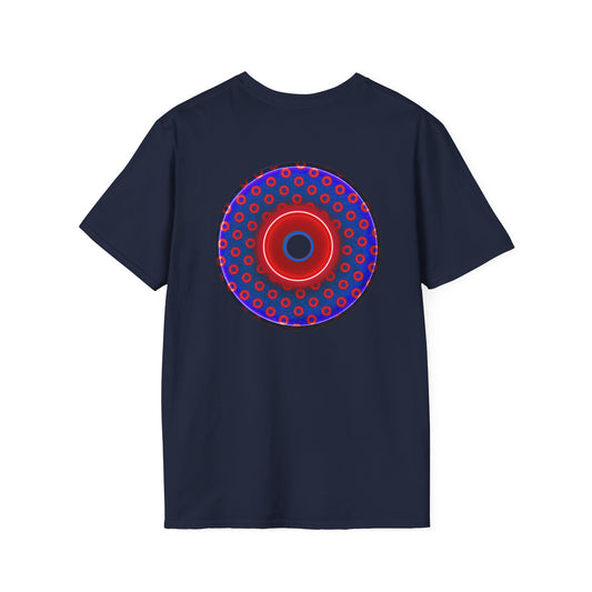 Classic Donut Tee - Unisex Soft-Style - "Vivid Donut inside a Paradox Donut" - blue/red electric paradox donut - variant 1