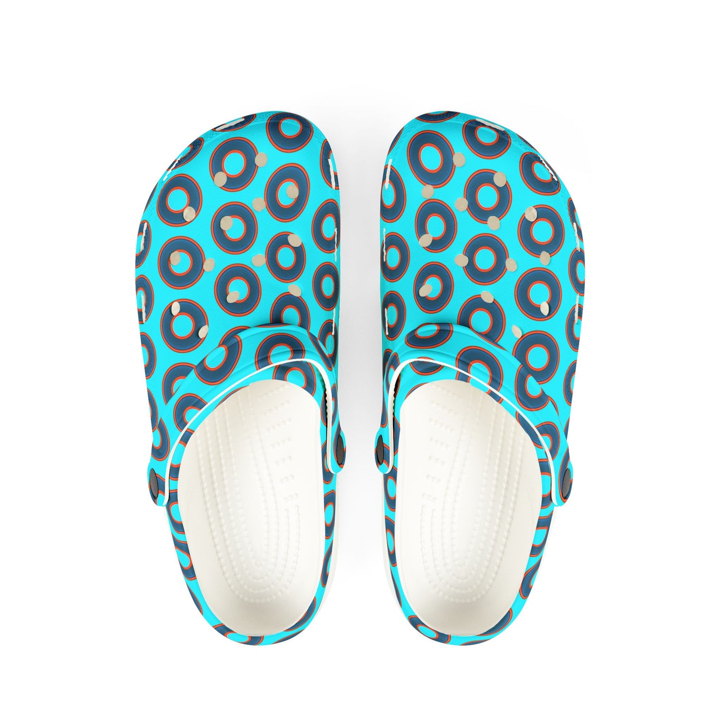 Spatchcocks - donut slip-on shoes - blue rustic donuts w/electric blue background [unisex]