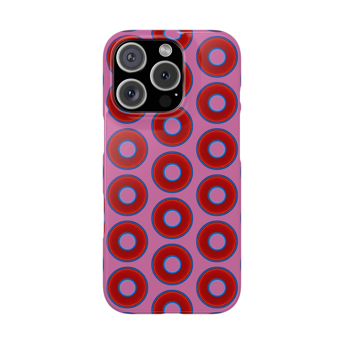 Lumpy Donut Snap Case - red vivid donut print w/light pink background