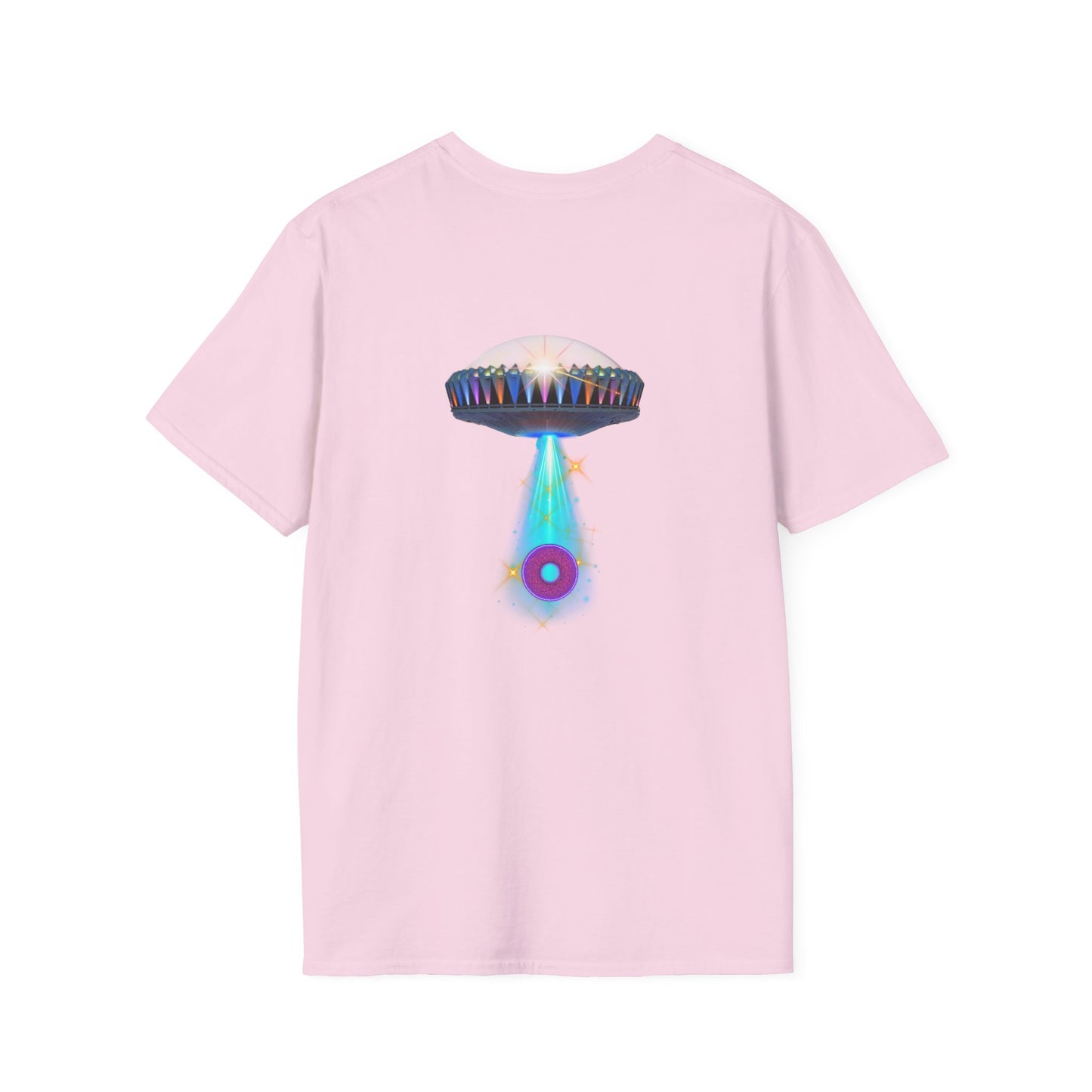 Classic Donut Tee - Unisex Soft-Style - "Donuts now Served on the Mothership" - series 1.0  - variant 6  - tractor-beamed donut