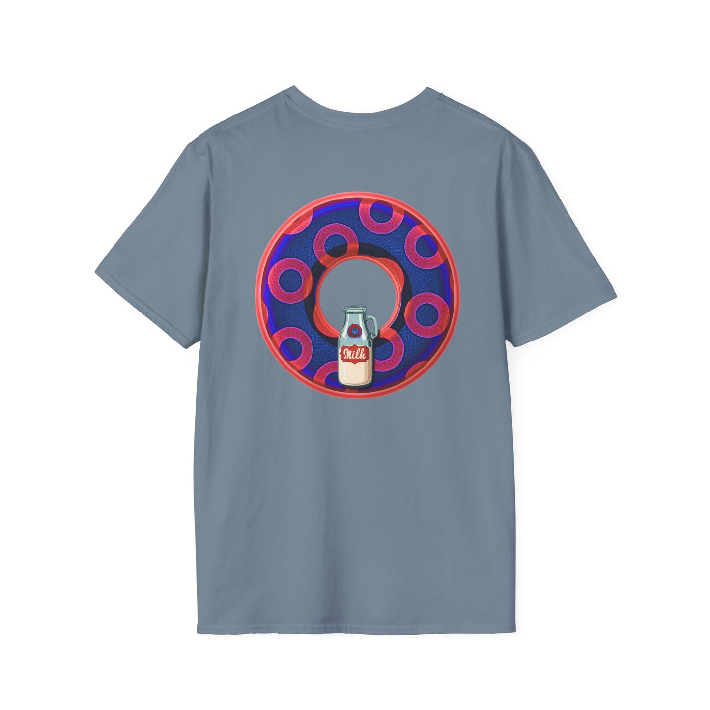 Classic Donut Tee - Unisex Soft-Style - "Wooked Cream - YEMSG Donut " - dark electric blue/red rustic paradox donut - variant 2