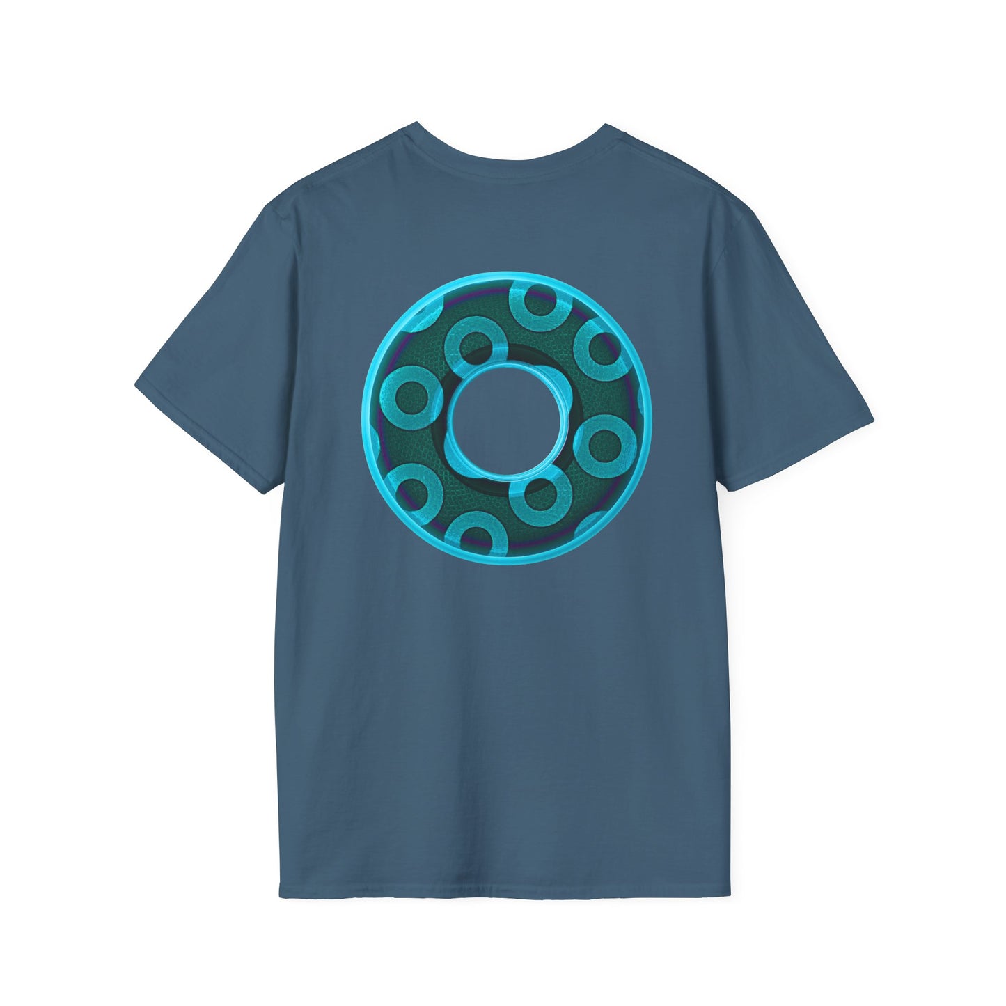 Plain Donuts/Unisex Soft-Style - "Plain Rustic Paradoxical Donuts" - light aquamarine/dark teal donuts