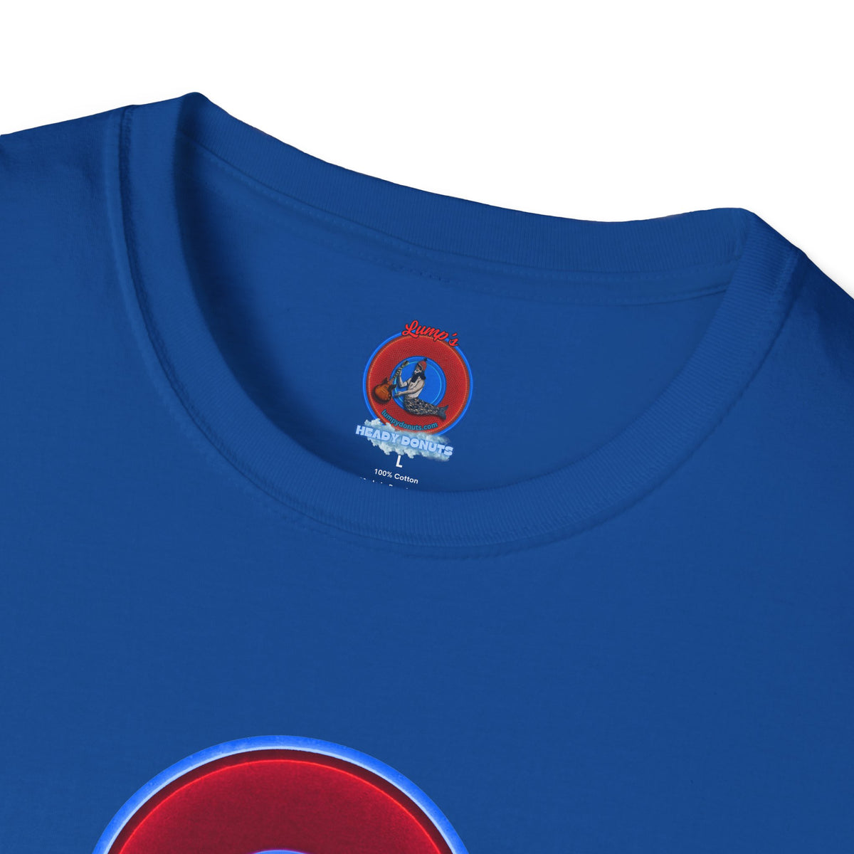 Classic Donut Tee - Unisex Soft-Style - "I am 10% Hydrogen Tee" - vivid red/light blue donut