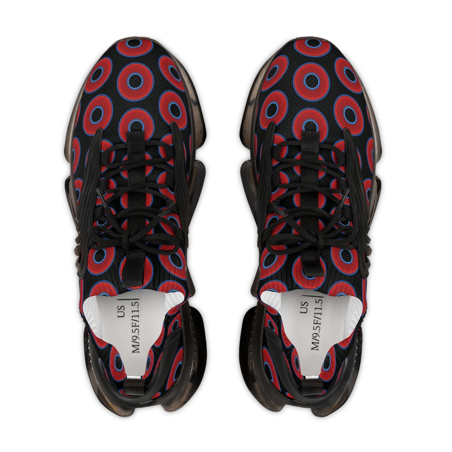 Donut Kicks - red vivid donut print w/black background