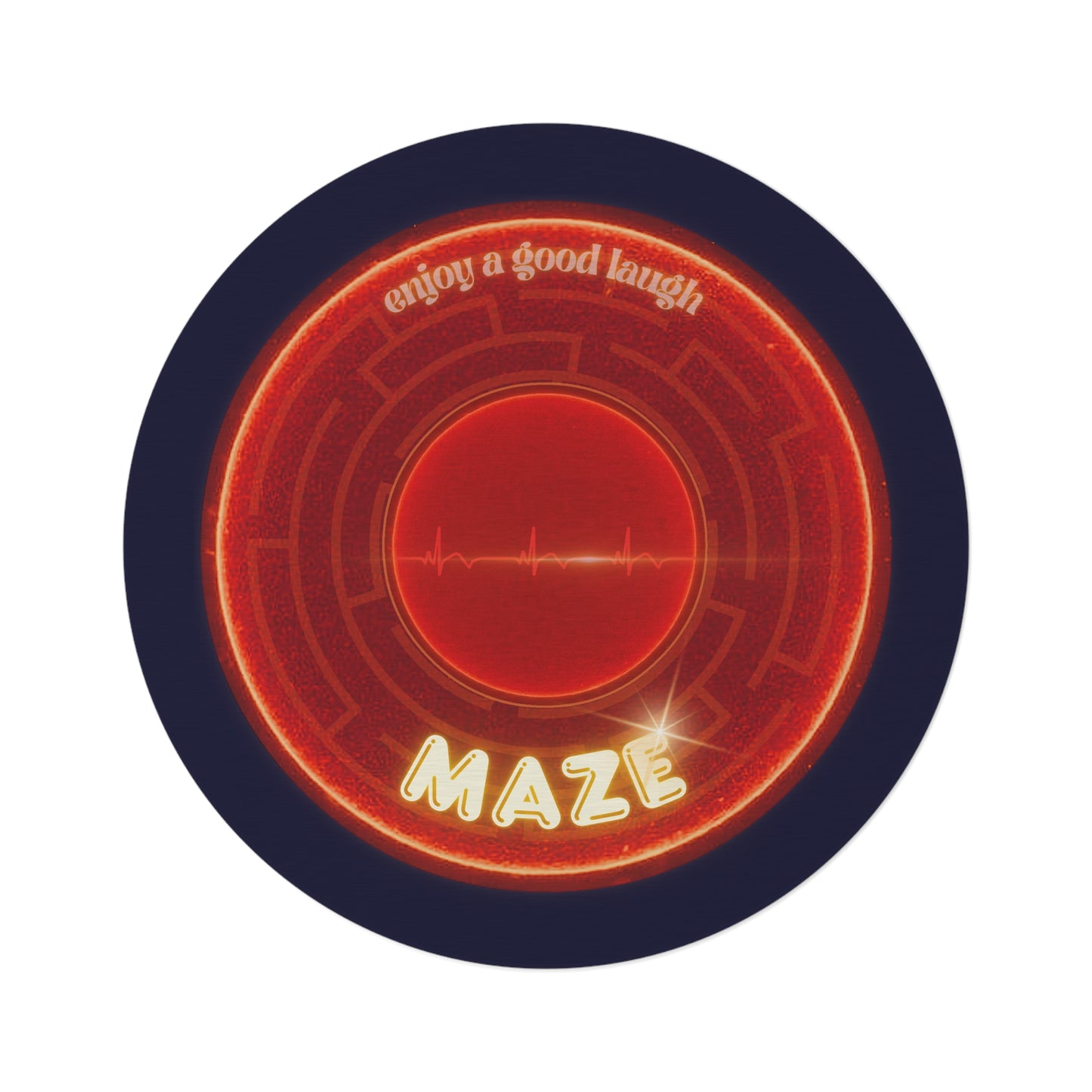 Round Room - 5 ft x 5 ft Lumpy Donut Rug - "The Amazing Donut Rug" - vivid maze donut w/midnight blue background - variant 1