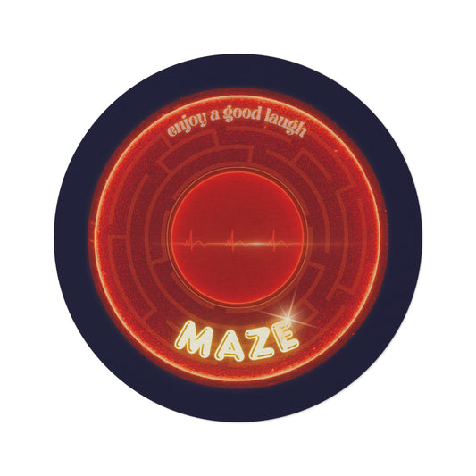 Round Room - 5 ft x 5 ft Lumpy Donut Rug - "The Amazing Donut Rug" - vivid maze donut w/midnight blue background - variant 1