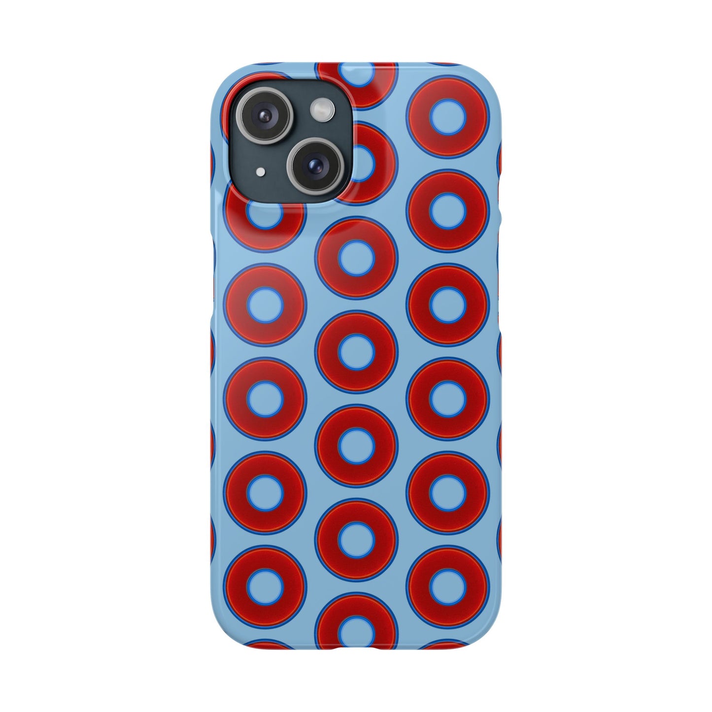 Lumpy Donut Snap Case - red vivid donut print w/sky blue background