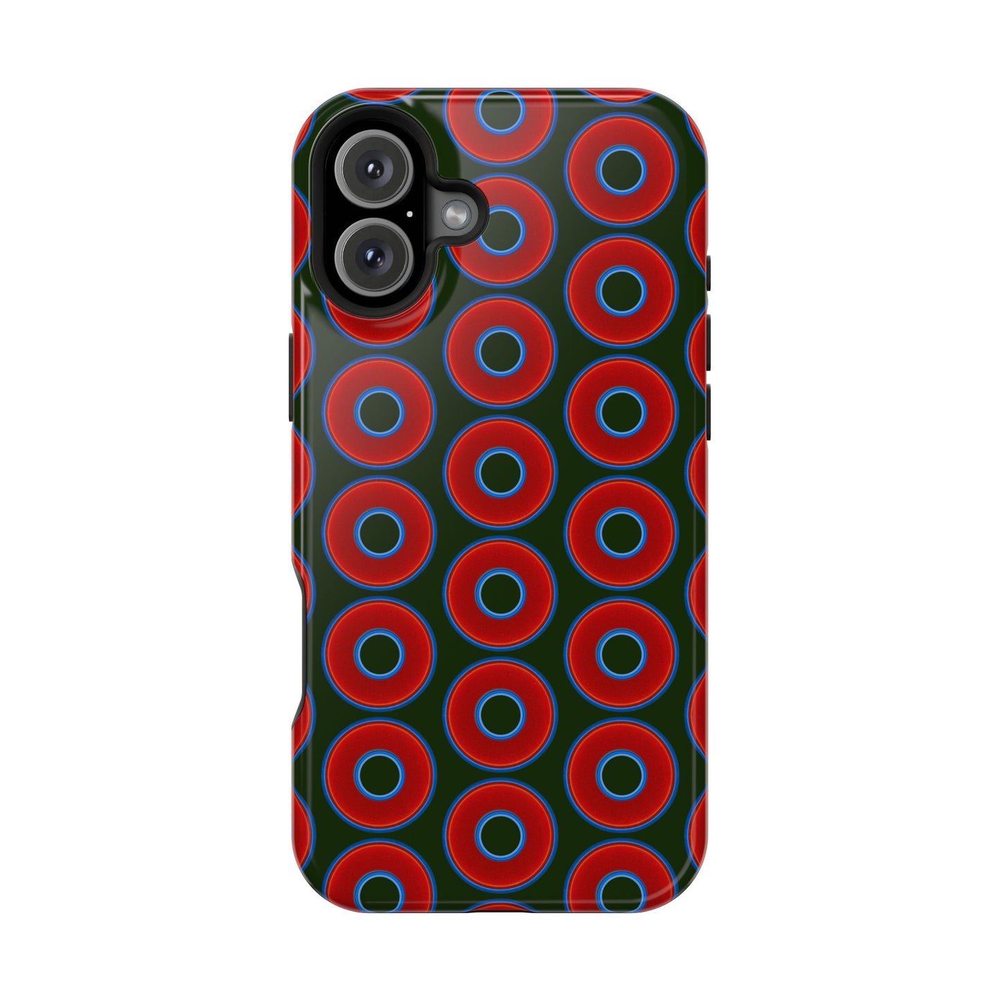 Magnetic Tough Donut Case - red vivid donut print w/deep forest green background