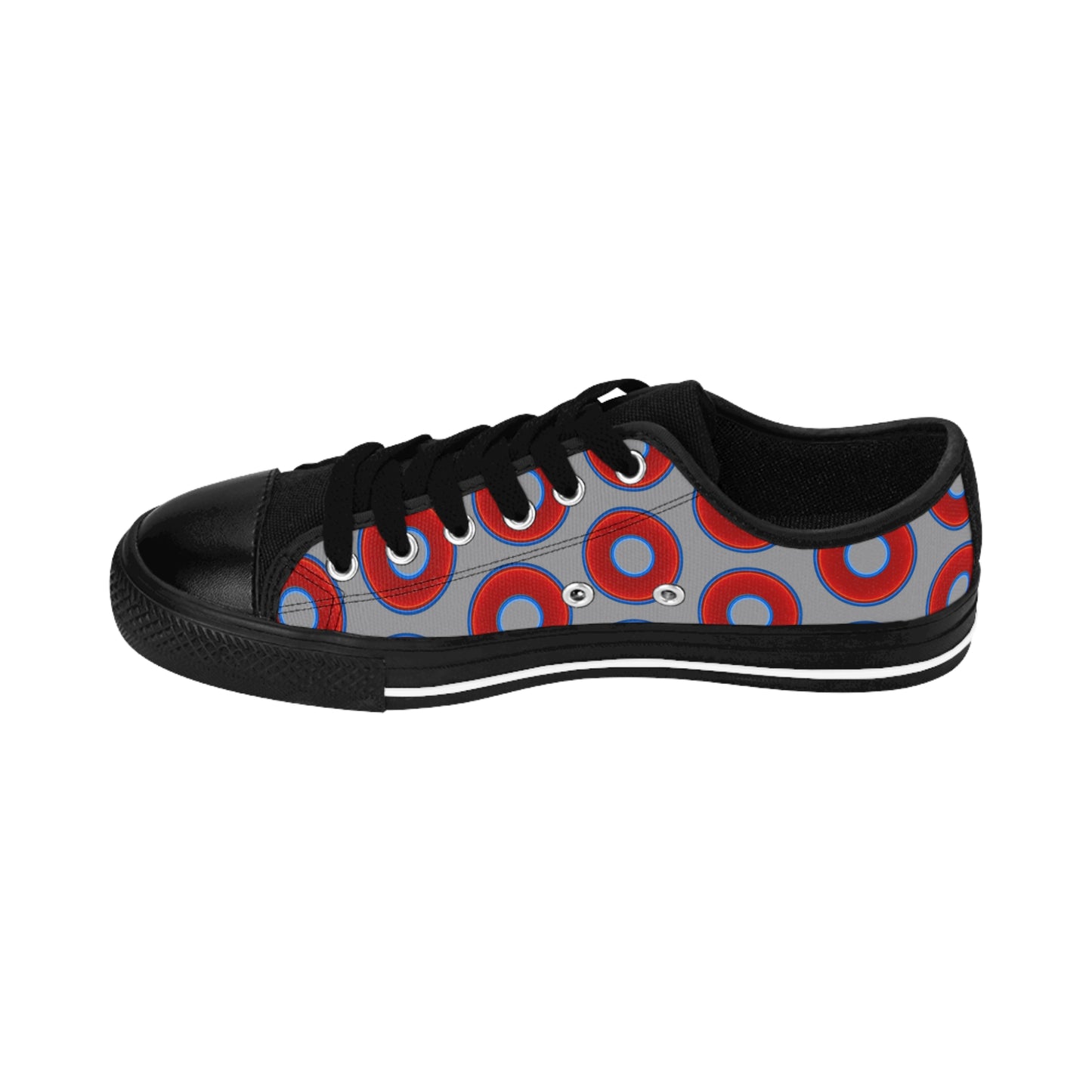 Women's Cushiony Convectors - Low Top - large red vivid donut print w/gray background