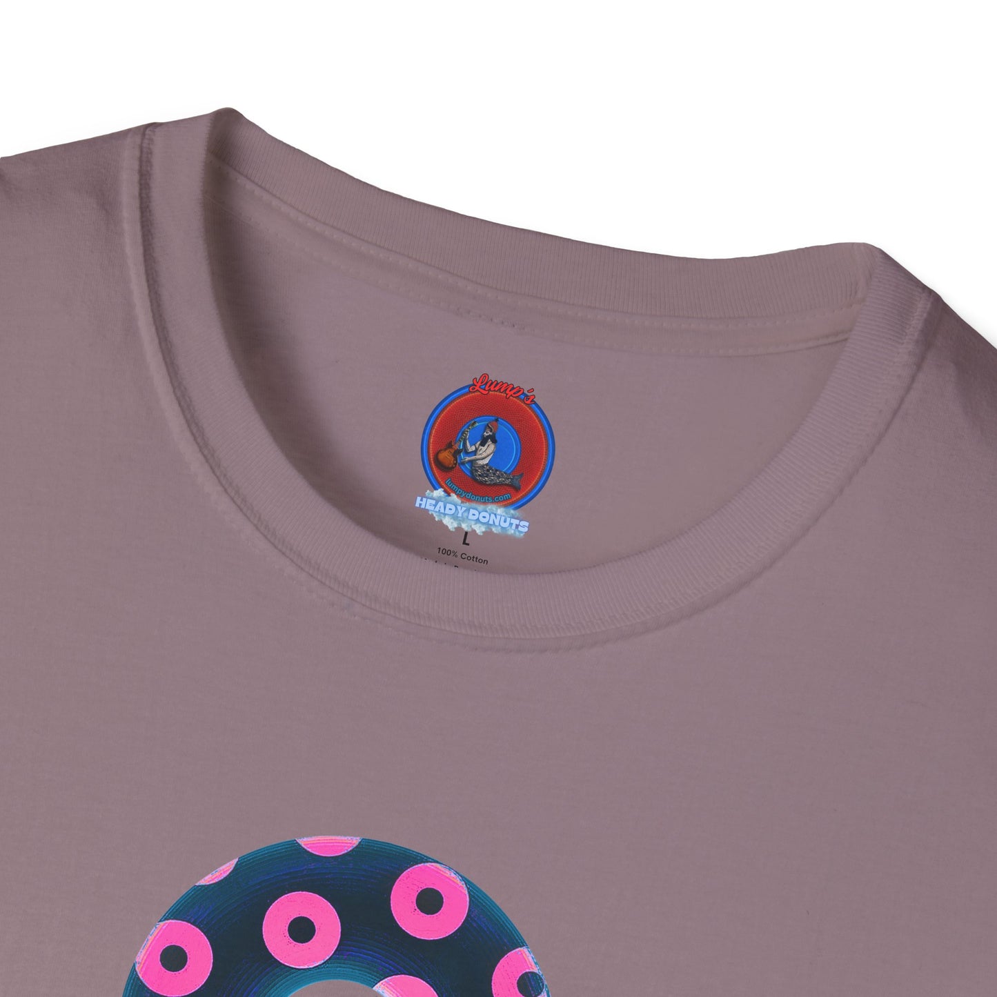 Copy of Plain Donuts/Unisex Soft-Style - "Plain Blimpy Paradoxical Donuts" - dark steel blue/vivid magenta donuts