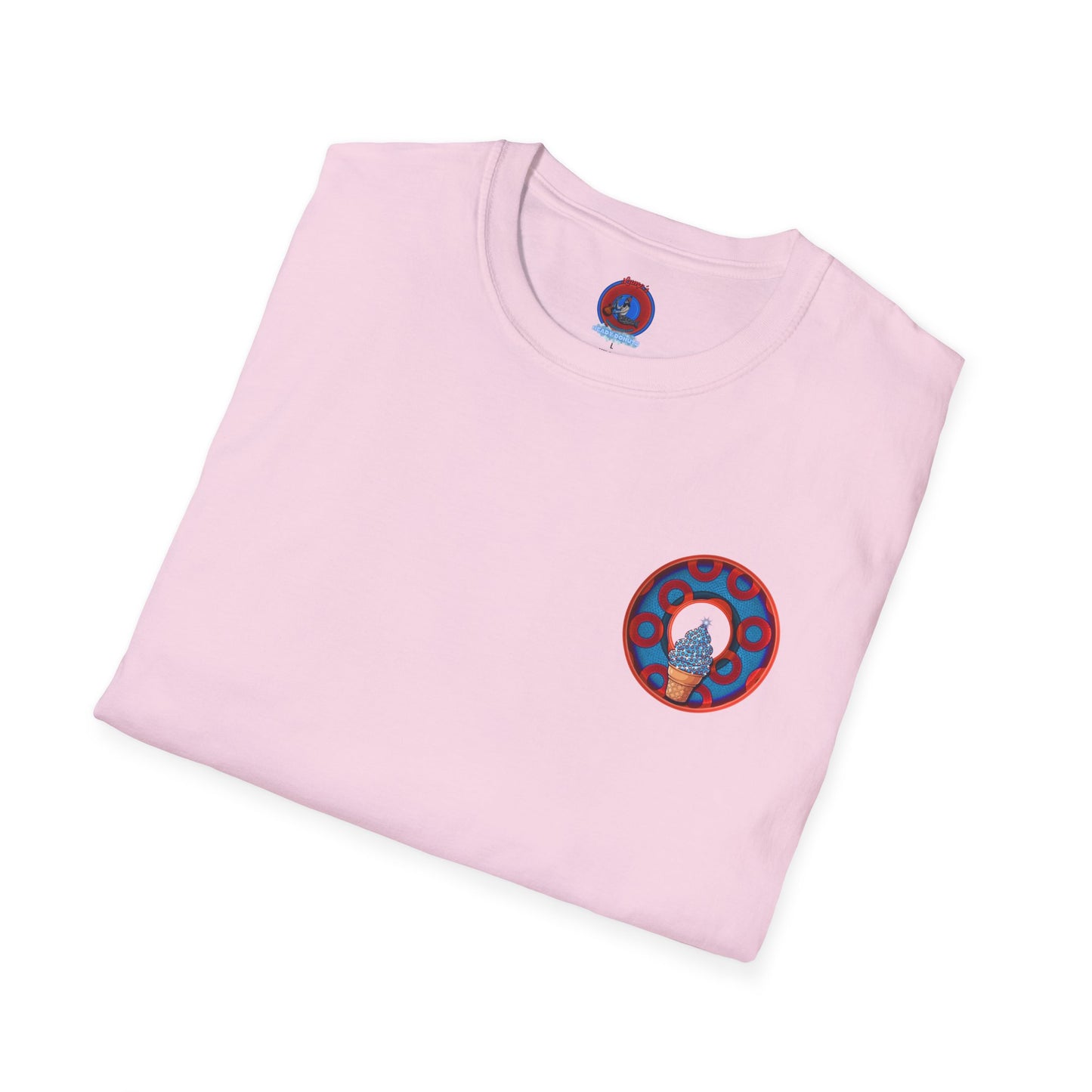 Classic Donut Tee - Unisex Soft-Style - "We All Scream It's ICE Cream" - blue/red rustic paradox donut