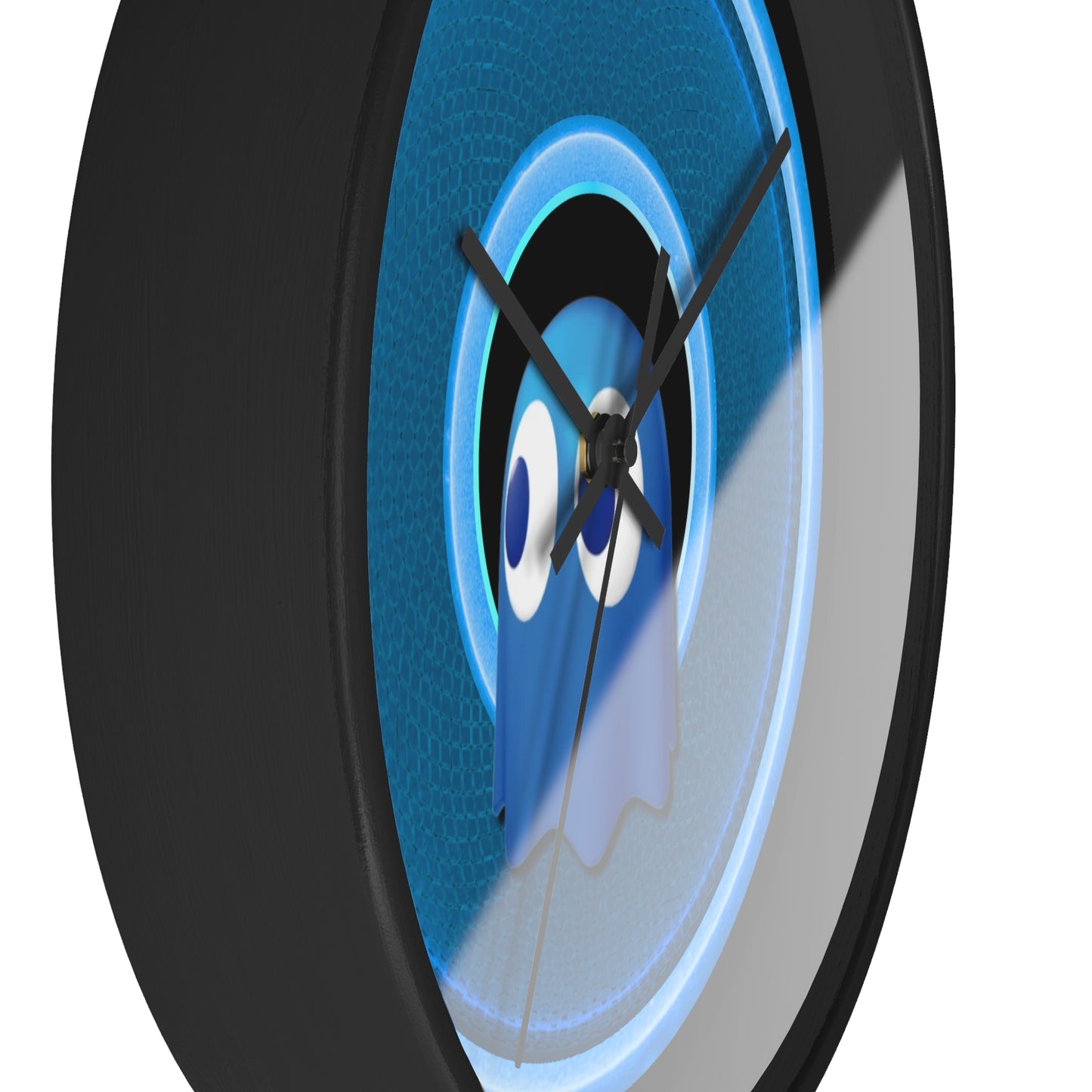 Lumpy Wall Clock - "Story of the Donut Clock" - variant 2 - rustic blue donut w/black background