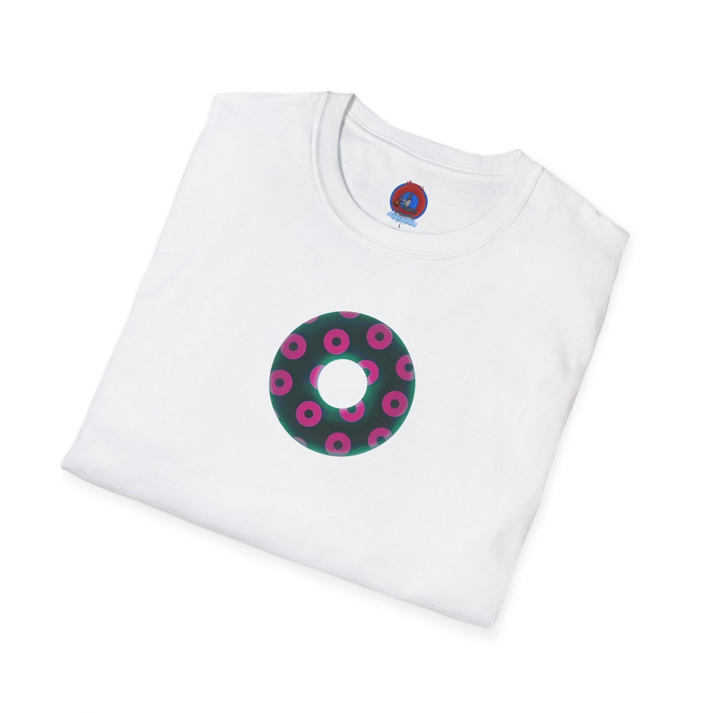 Plain Donuts/Unisex Soft-Style - "Plain Blimpy Paradoxical Donuts" - dark green/magenta donuts