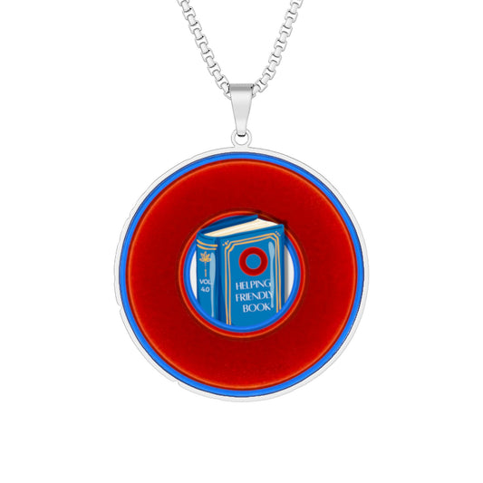 Lump's Heady Donut Necklace - 1" x 1" Stainless Steel Pendant - "Helping Phriendly Donut Pendant" - vivid red/blue donut - variant 1