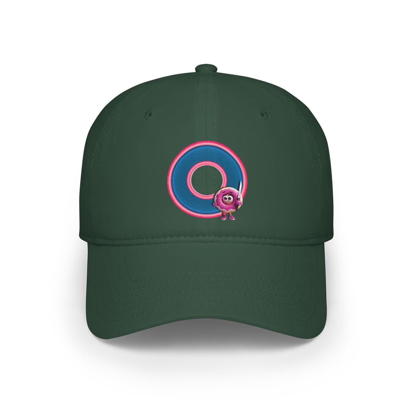 Lumpy Donut Baseball Cap - "My Phriend The Donut's Cap" - variant 2 - blue/pink rustic donut w/