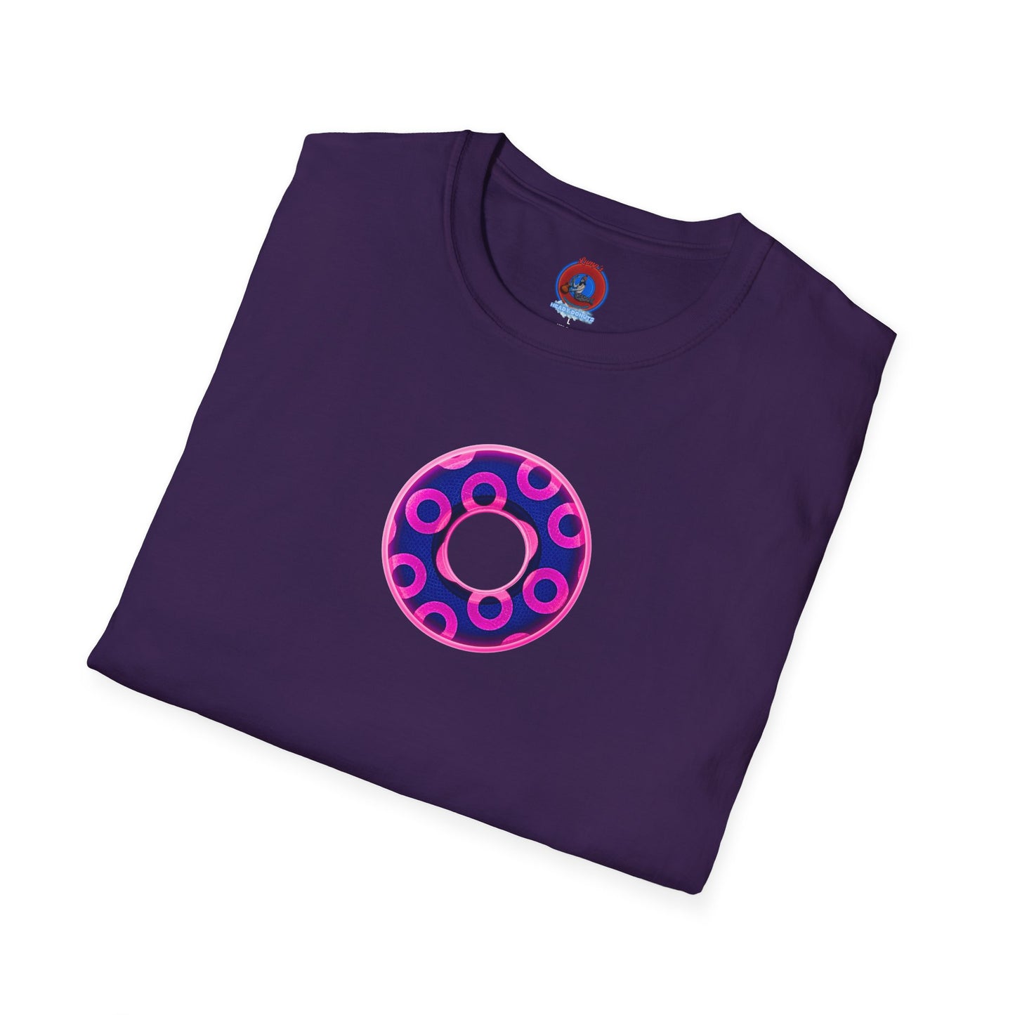 Plain Donuts/Unisex Soft-Style - "Plain Rustic Paradoxical Donuts" - hot pink/dark blue donuts
