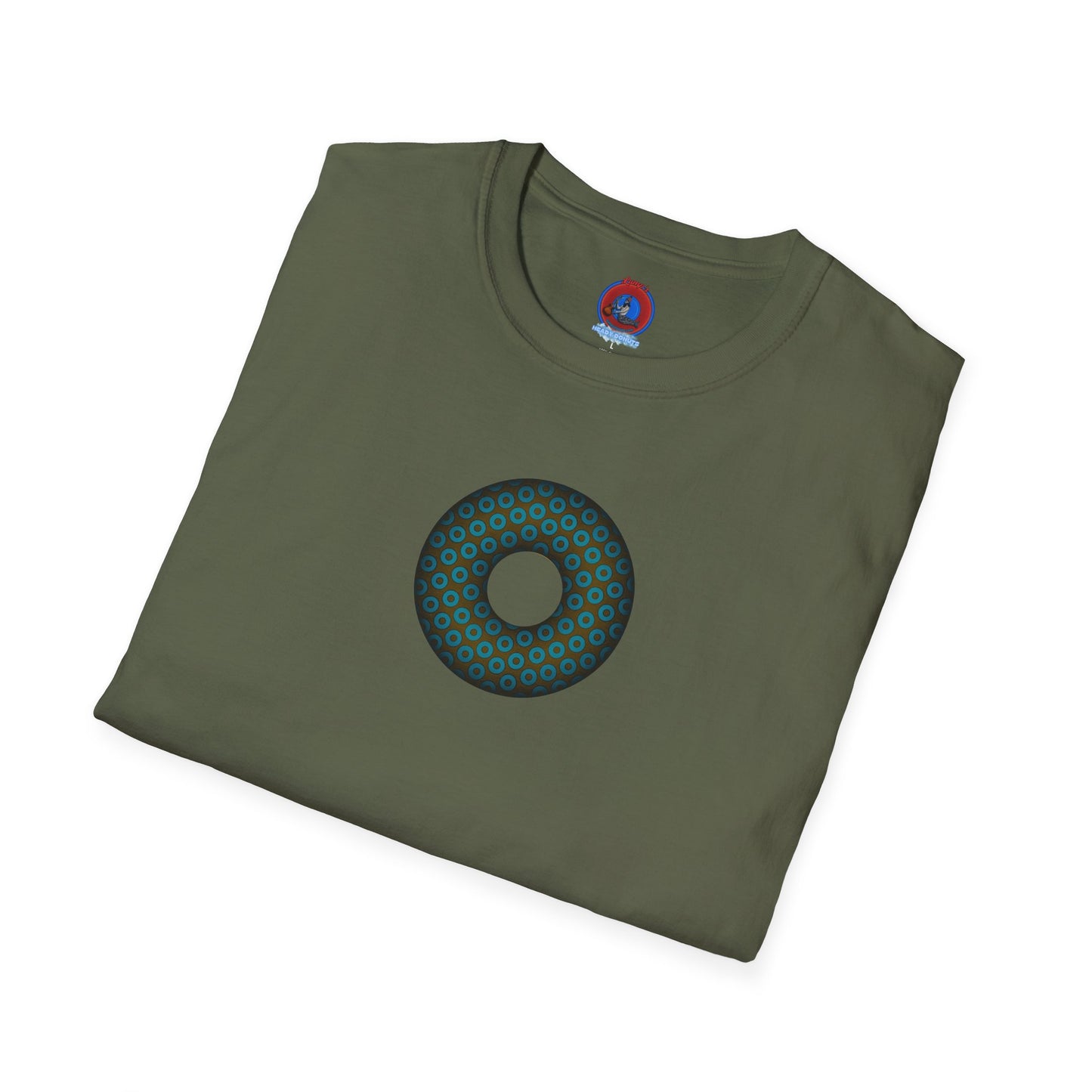Plain Donuts/Unisex Soft-Style - "Plain Paradoxical Grided Donuts" - teal/brown donuts