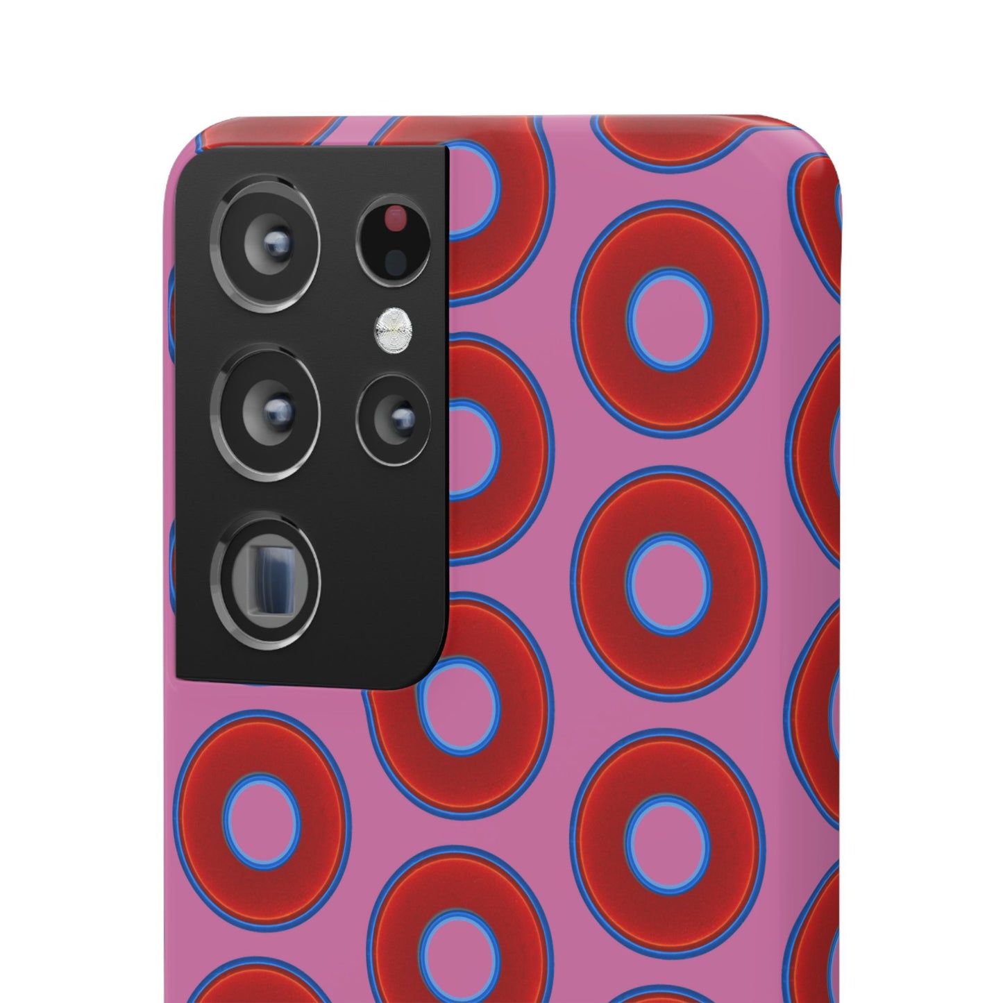 Lumpy Donut Snap Case - red vivid donut print w/light pink background