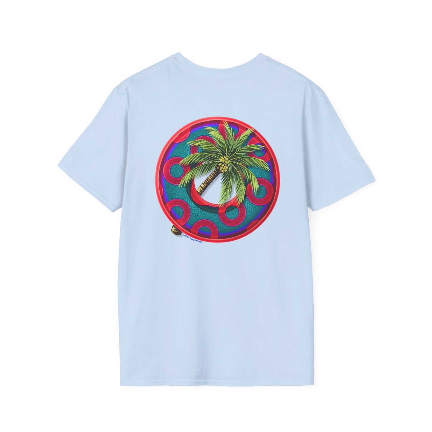 Classic Donut Tee - Unisex Soft-Style - "Jost Phishing" -blue/red rustic paradox donut