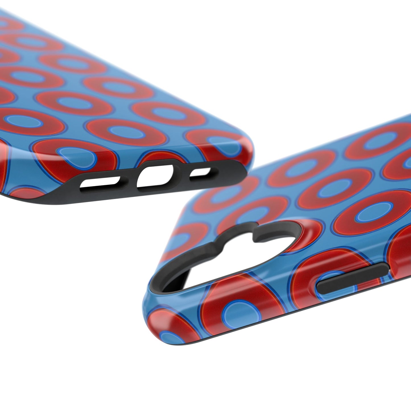 Copy of Magnetic Tough Donut Case - red vivid donut print w/light steel blue background