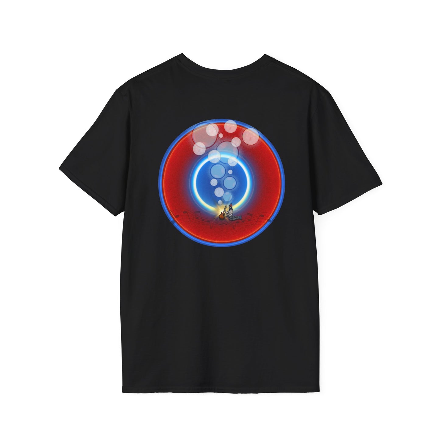 Classic Donut Tee - Unisex Soft-Style - "Bubbler's Donut Tee" - vivid red/blue donut