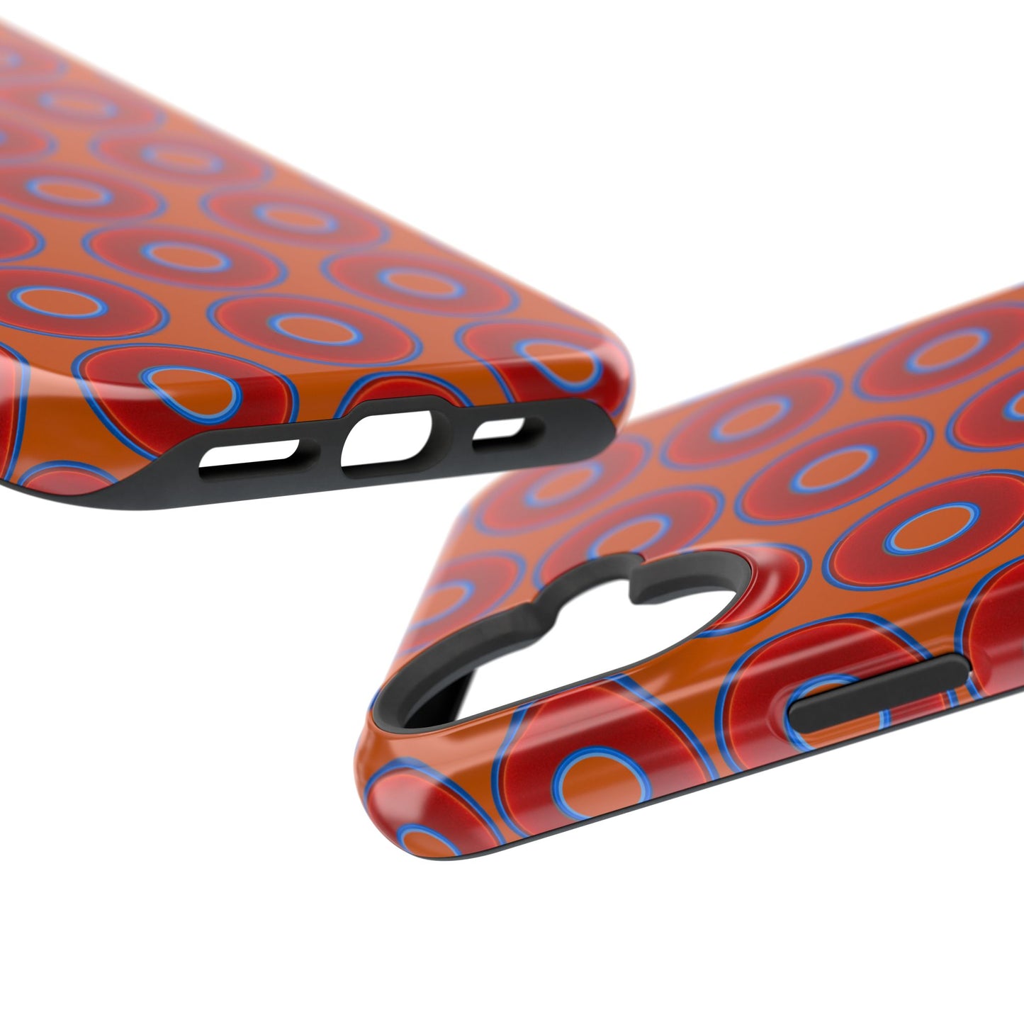 Magnetic Tough Donut Case - red vivid donut print w/dark orange background