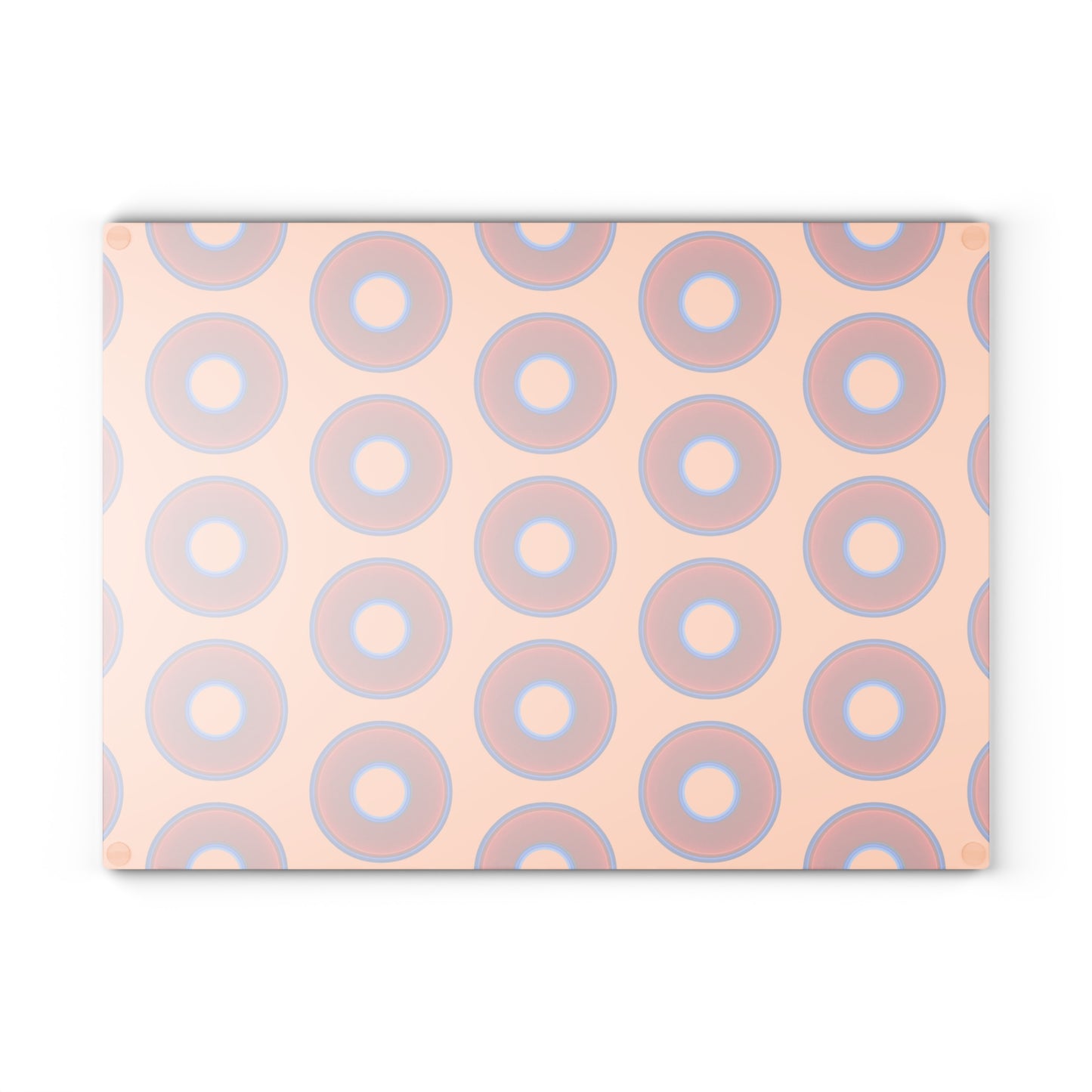 My Friend's Cutting Board - vivid red donuts w/peach background