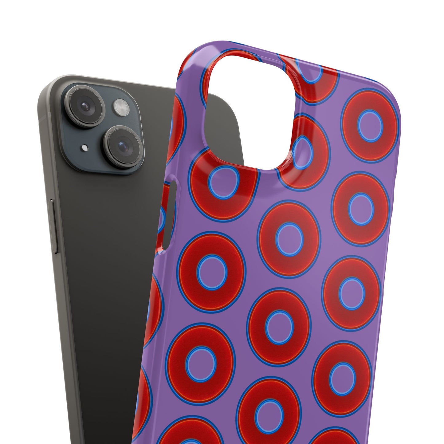 Lumpy Donut Snap Case - red vivid donut print w/light purple background