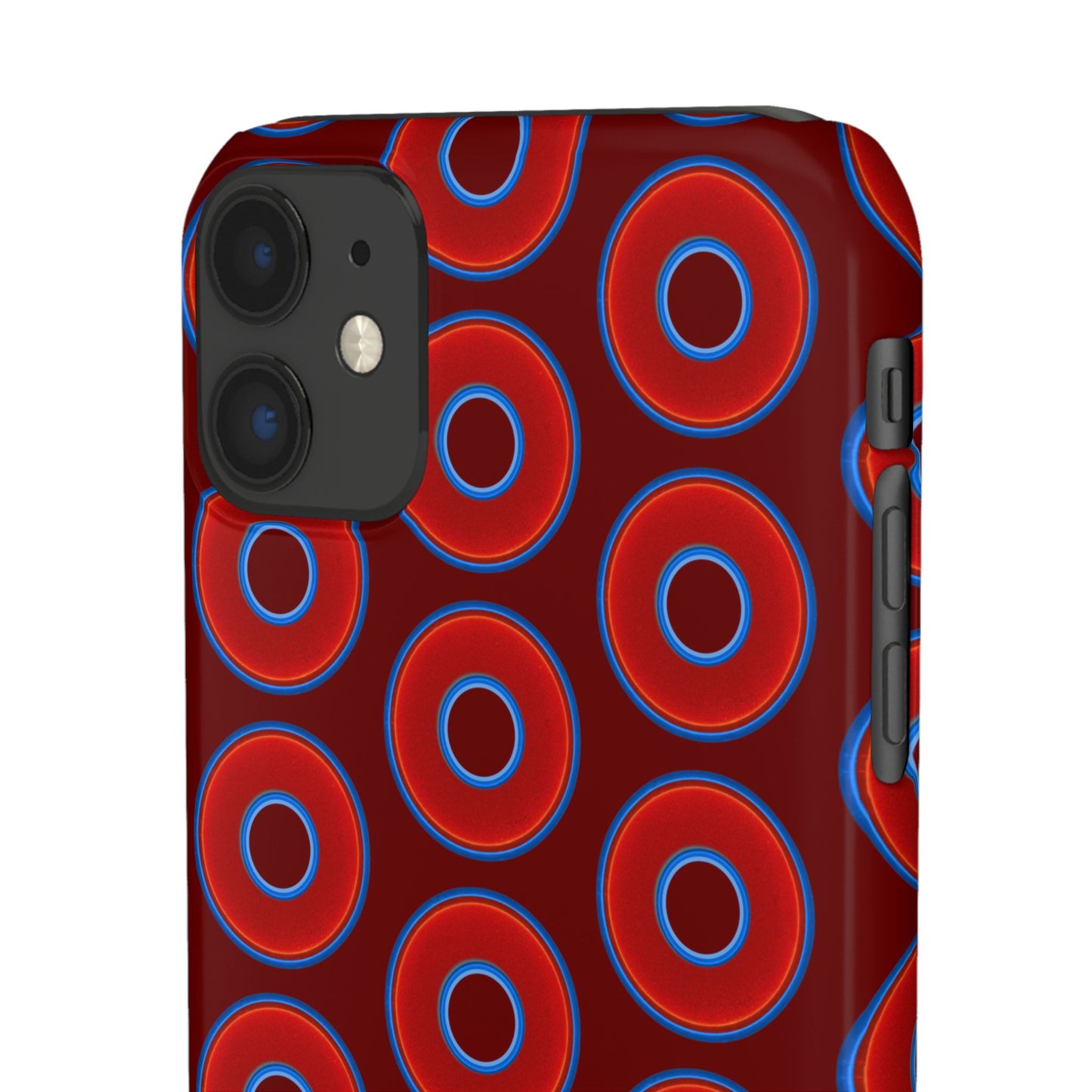 Lumpy Donut Snap Case - red vivid donut print w/dark red background