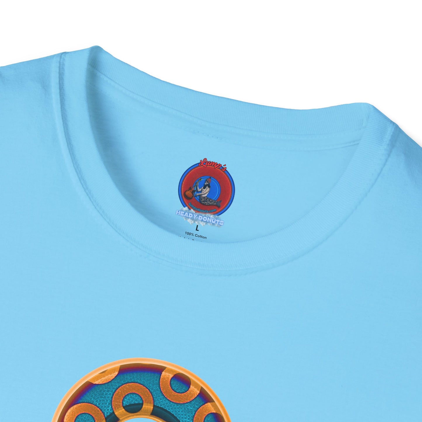 Plain Donuts/Unisex Soft-Style - "Plain Rustic Paradoxical Donuts" - light blue/orange donuts