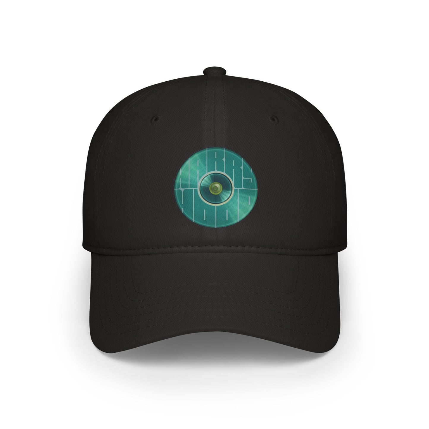 Lumpy Donut Baseball Cap - "Harry Hoodlum Donut Cap" - variant 2 - vivid green blue donut w/words