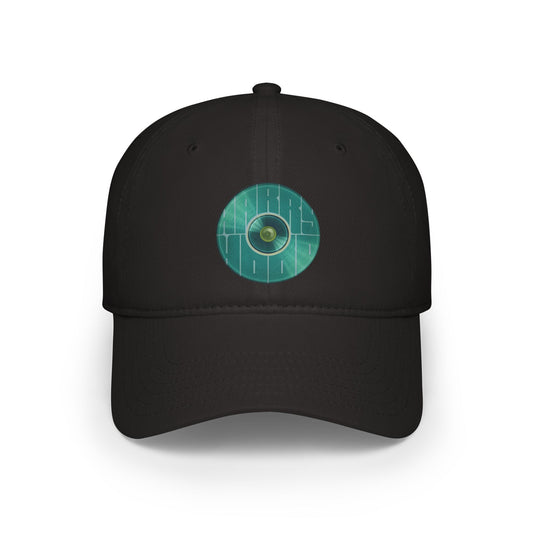 Lumpy Donut Baseball Cap - "Harry Hoodlum Donut Cap" - variant 2 - vivid green blue donut w/words