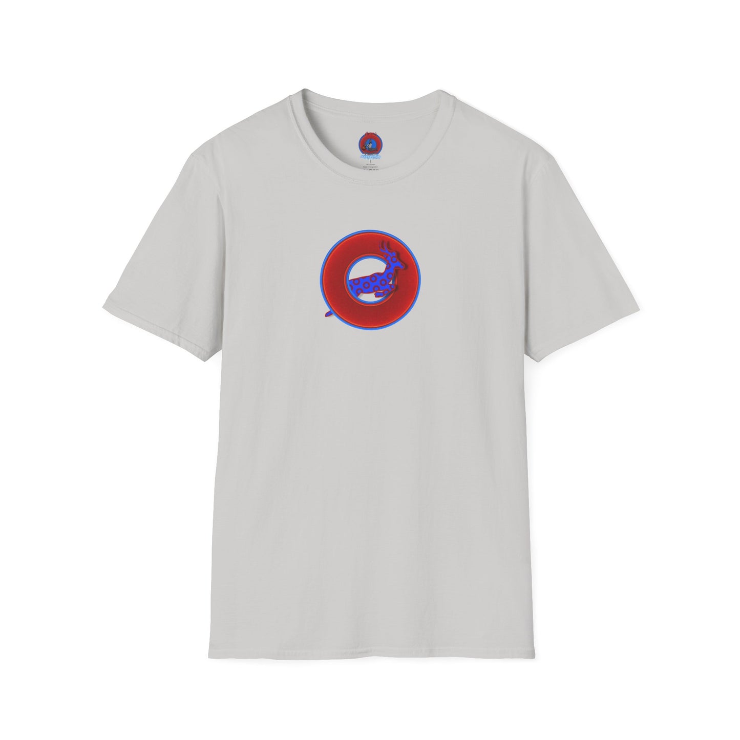 Classic Donut Tee - Unisex Soft-Style - "Out of Control Donut" - vivid red donut - variant 2 "jumping on through"