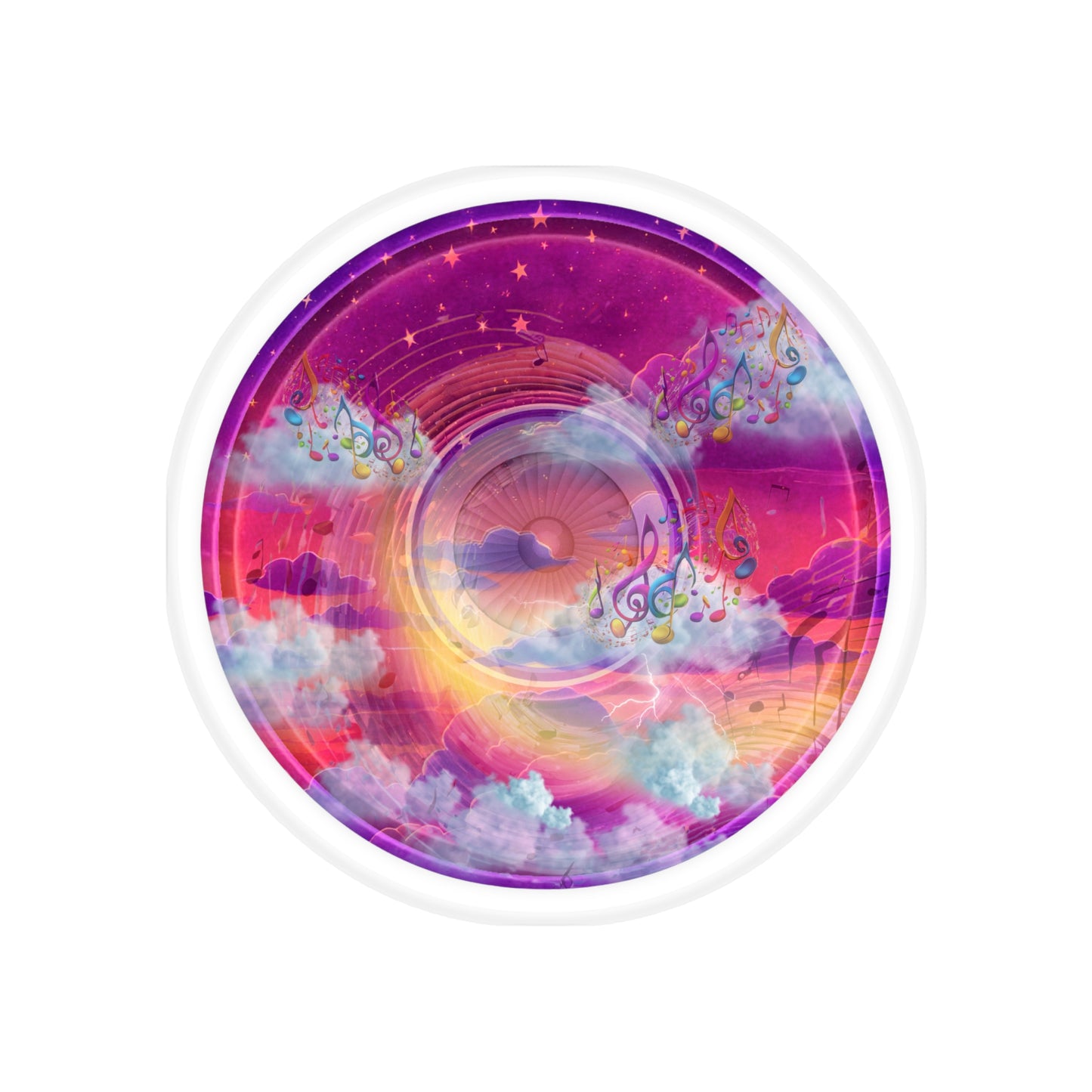 Donut Bumper/Outdoor Sticker - "Conjurers of Donuts" - magenta donut - [Die-Cut] 6"x 6"