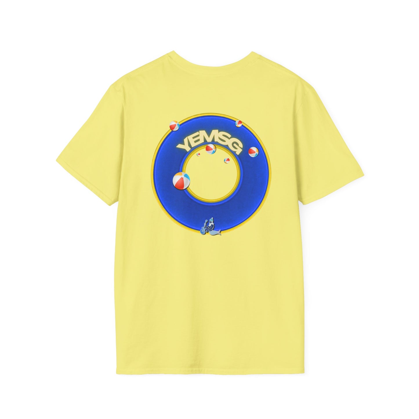 Donut Tee - Unisex Soft-Style - "The Donut's Secret Ingredient? MSG" - vivid blue/yellow donut - variant 2