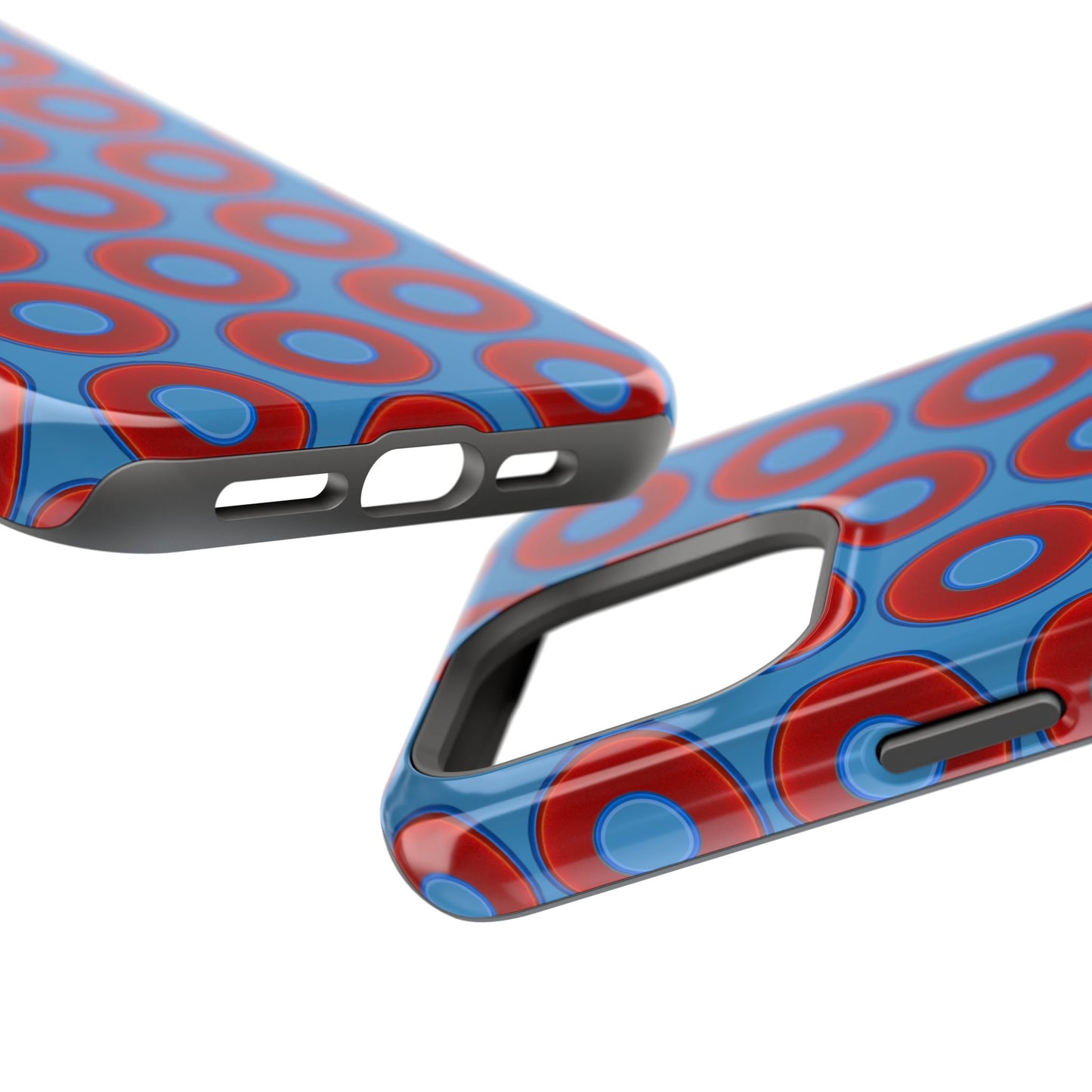Magnetic Tough Donut Case - red vivid donut print w/light steel blue background