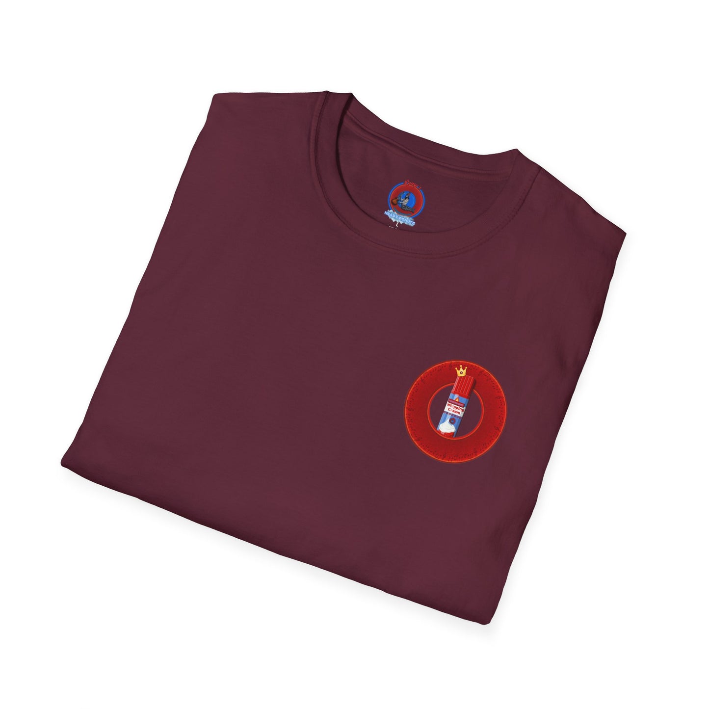 Classic Donut Tee - Unisex Soft-Style - "Princely Wooked Cream in a Can - YEMSG Donut " - vivid red donut