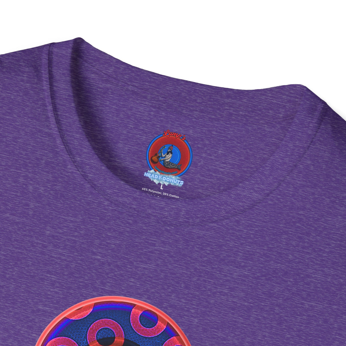 Classic Donut Tee - Unisex Soft-Style - "Wooked Cream - YEMSG Donut " - dark electric blue/red rustic paradox donut - variant 2