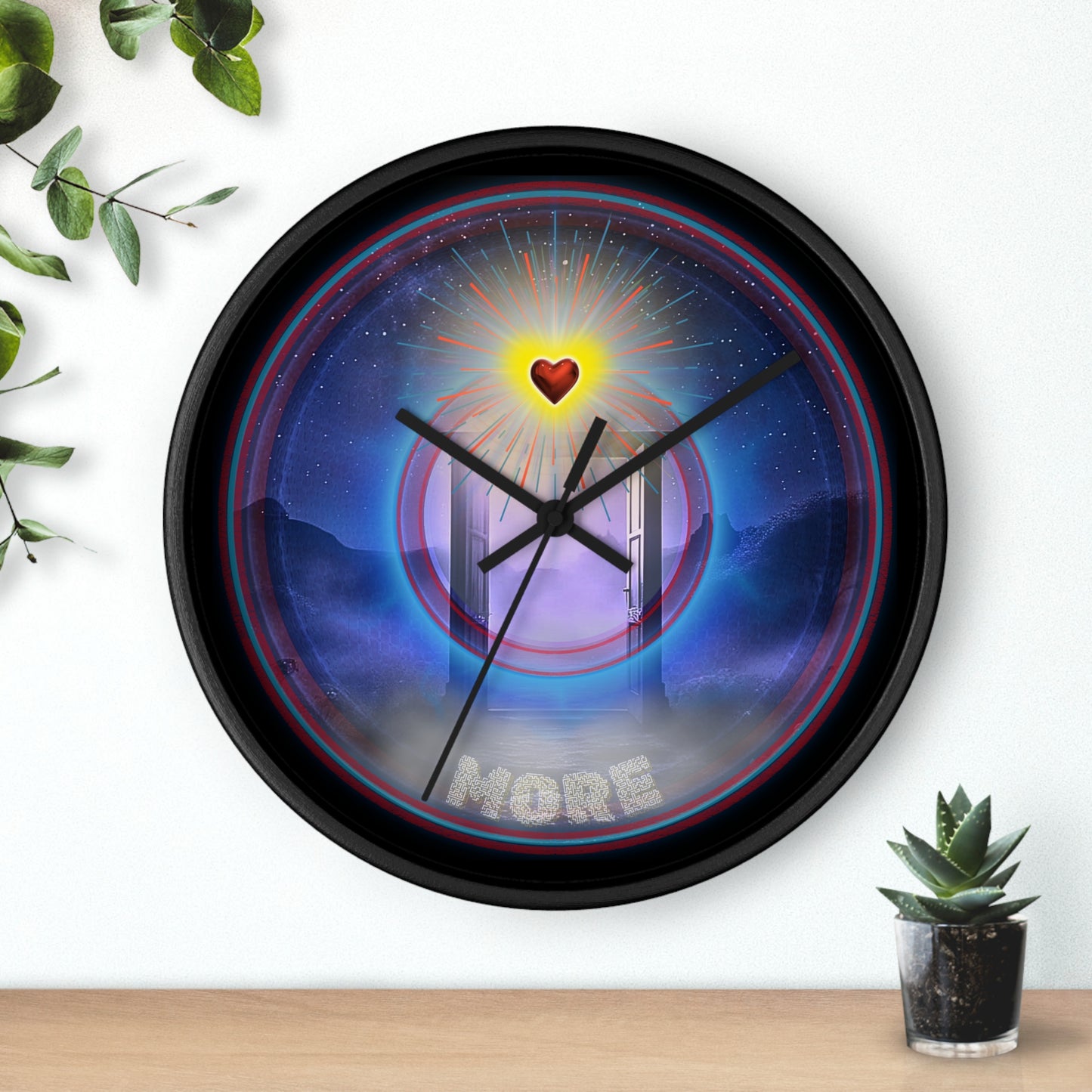 Lumpy Wall Clock - "The More Charitable Donut Clock" - blue pic donut w/black background  [*charitable donut]