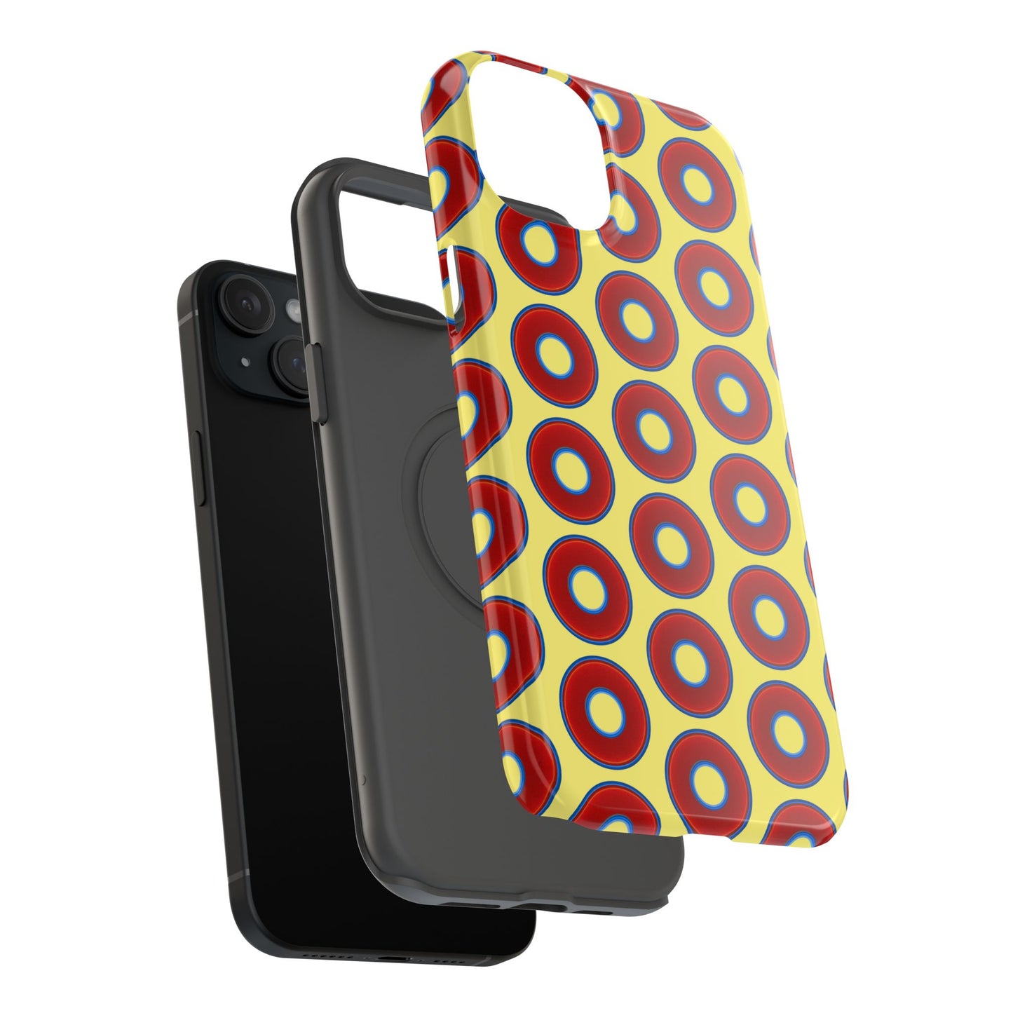 Impact-Resistant Lumpy Donut Case - red vivid donut print w/yellow background