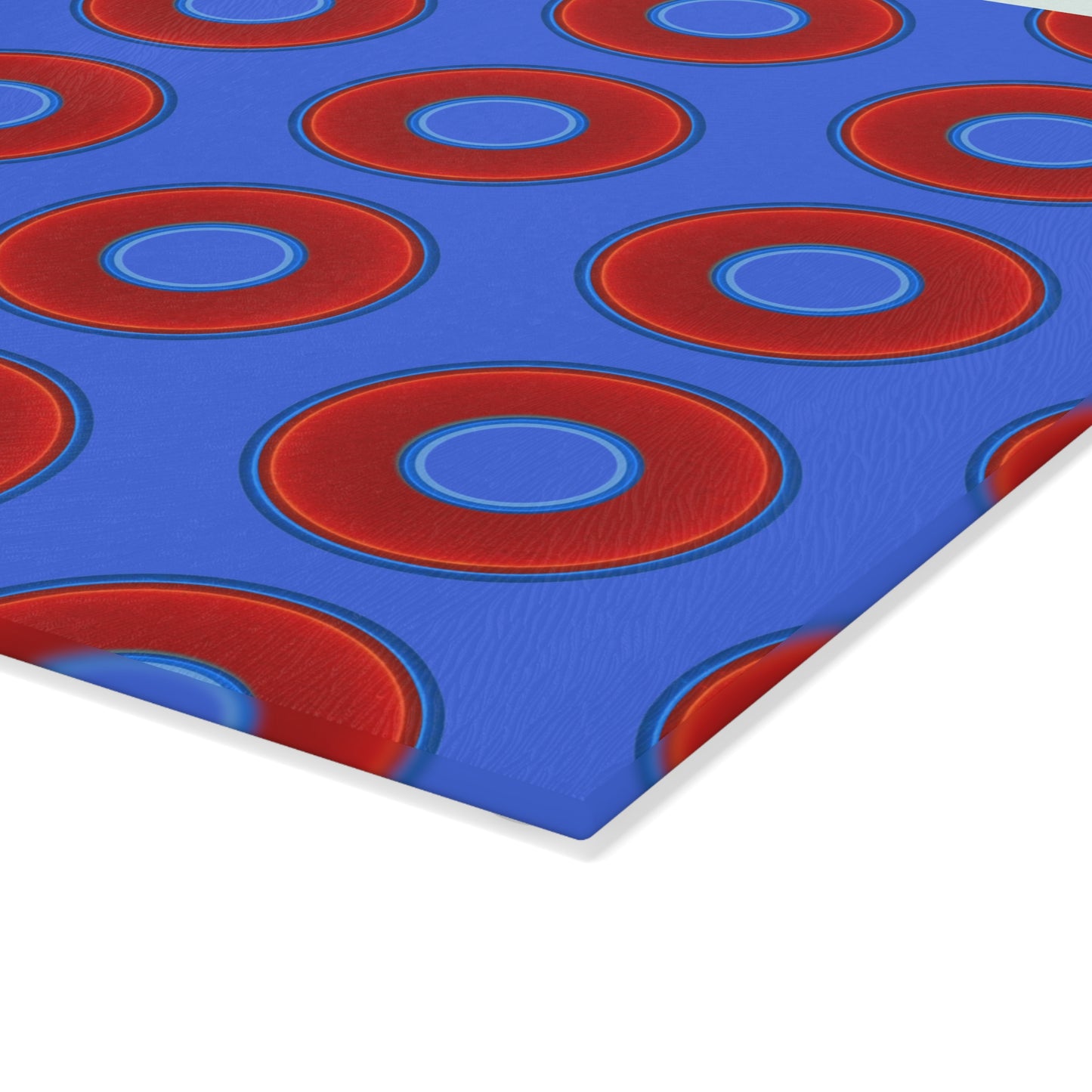 My Friend's Cutting Board - vivid red donuts w/royal blue background