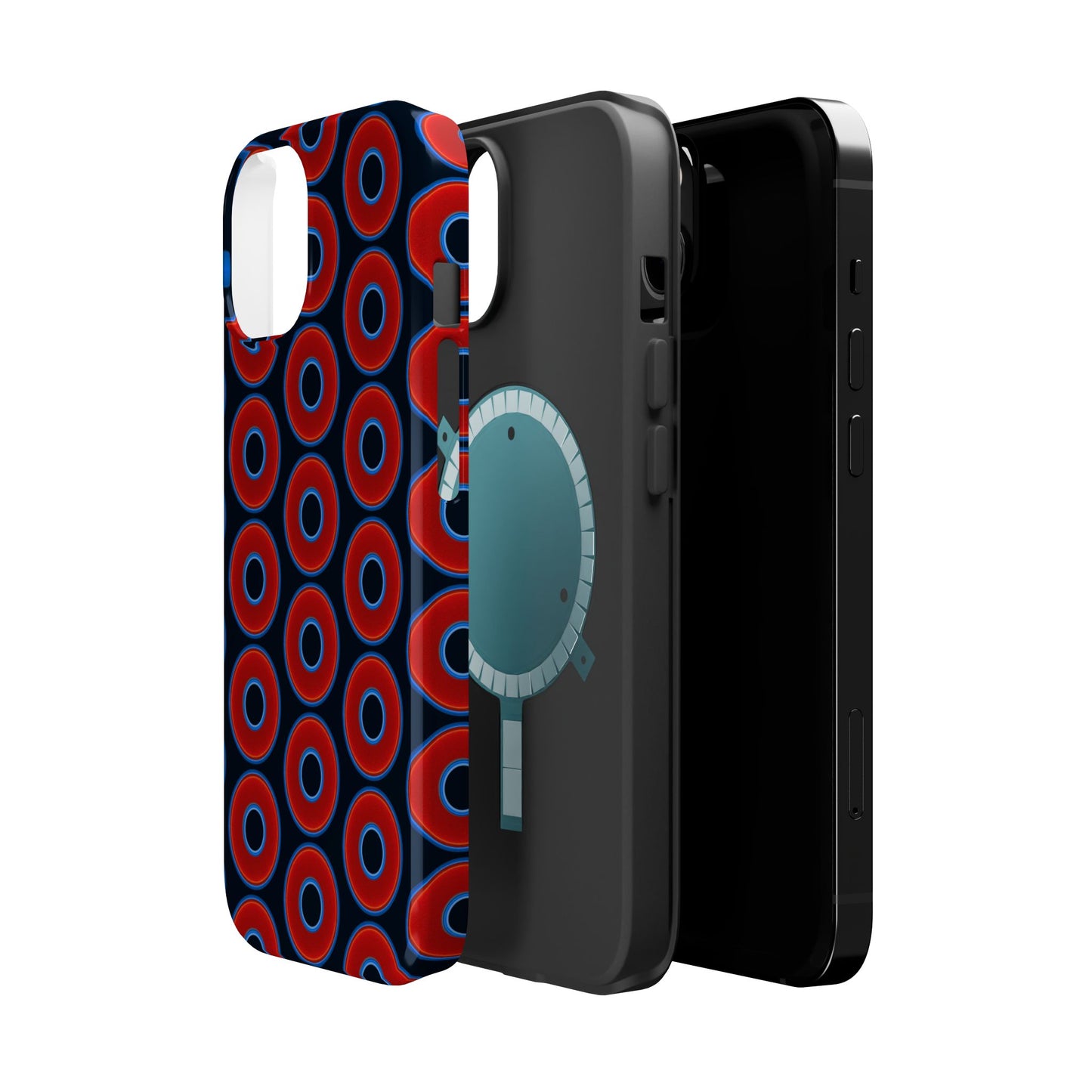Magnetic Tough Donut Case - red vivid donut print w/blue charcoal background