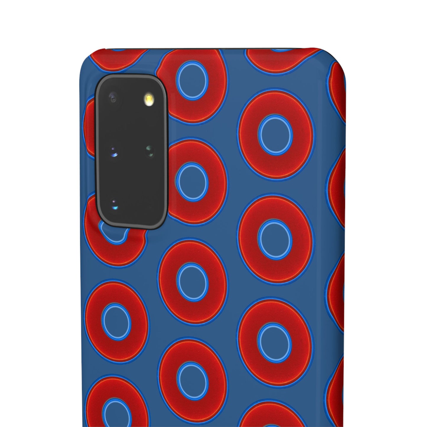 Lumpy Donut Snap Case - red vivid donut print w/light navy blue background