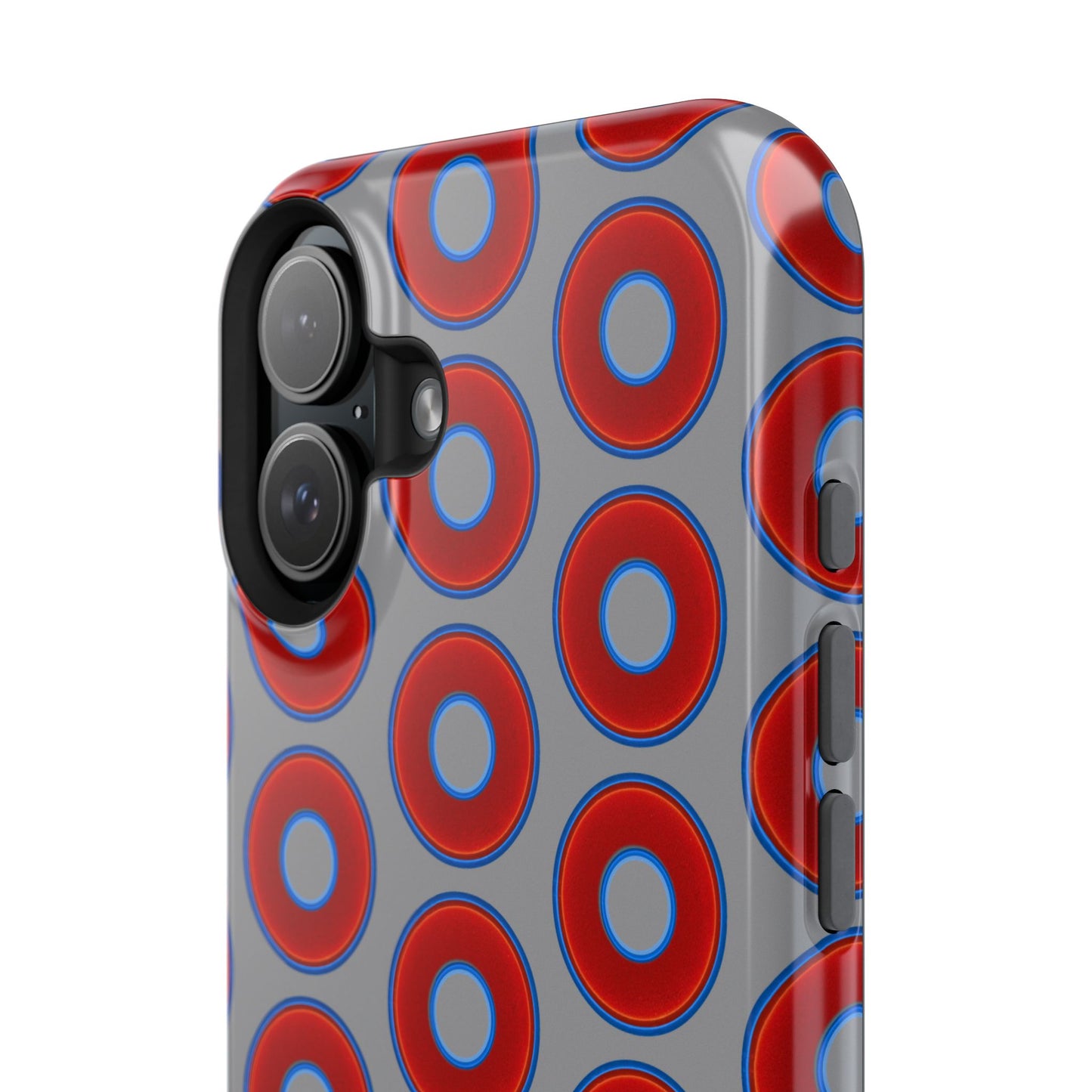 Impact-Resistant Lumpy Donut Case - red vivid donut print w/gray background