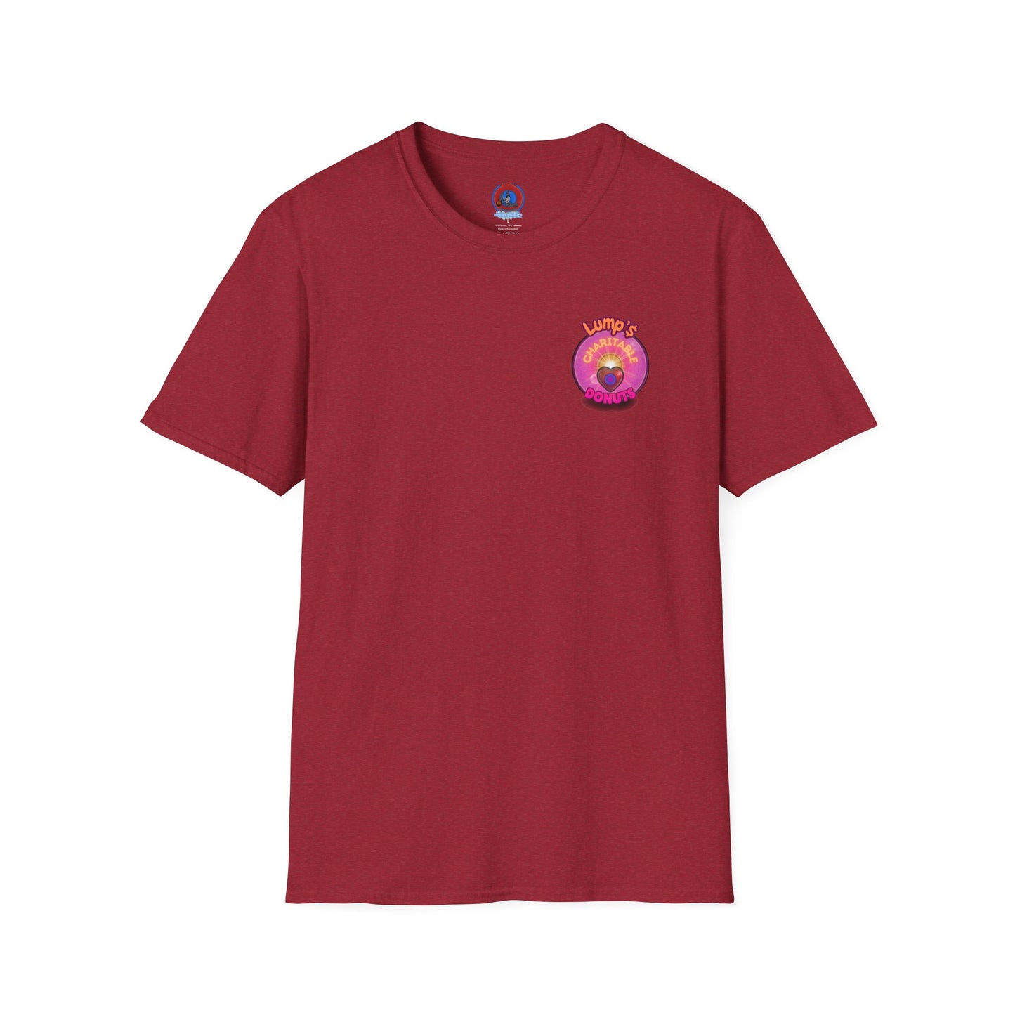 Classic Donut Tee - Unisex Soft-Style - "Lump's Official Charitable Donut" - series 1.0  - magenta donut [*100 to general charity fund]