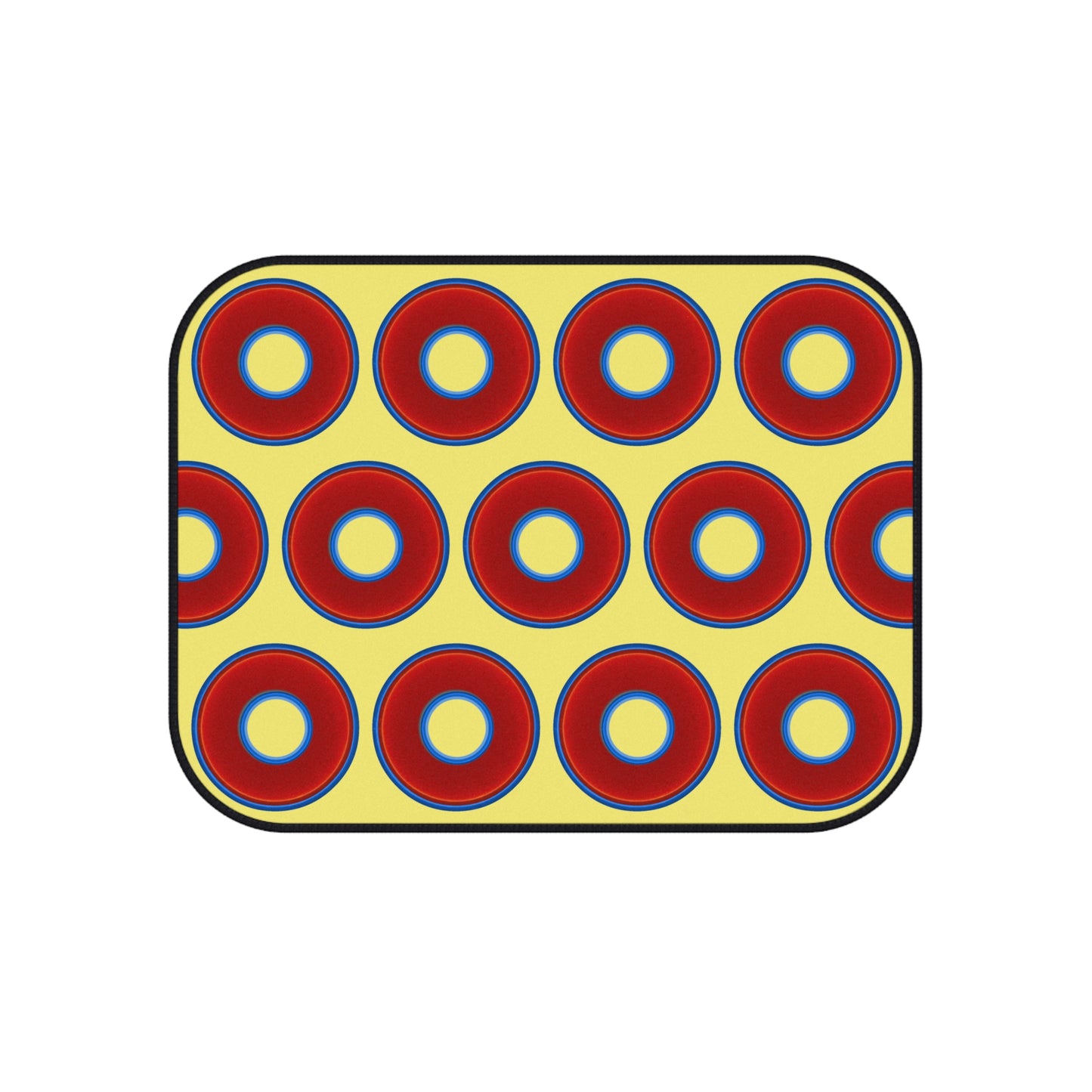 Contacted Car Mats - vivid donut print w/yellow background