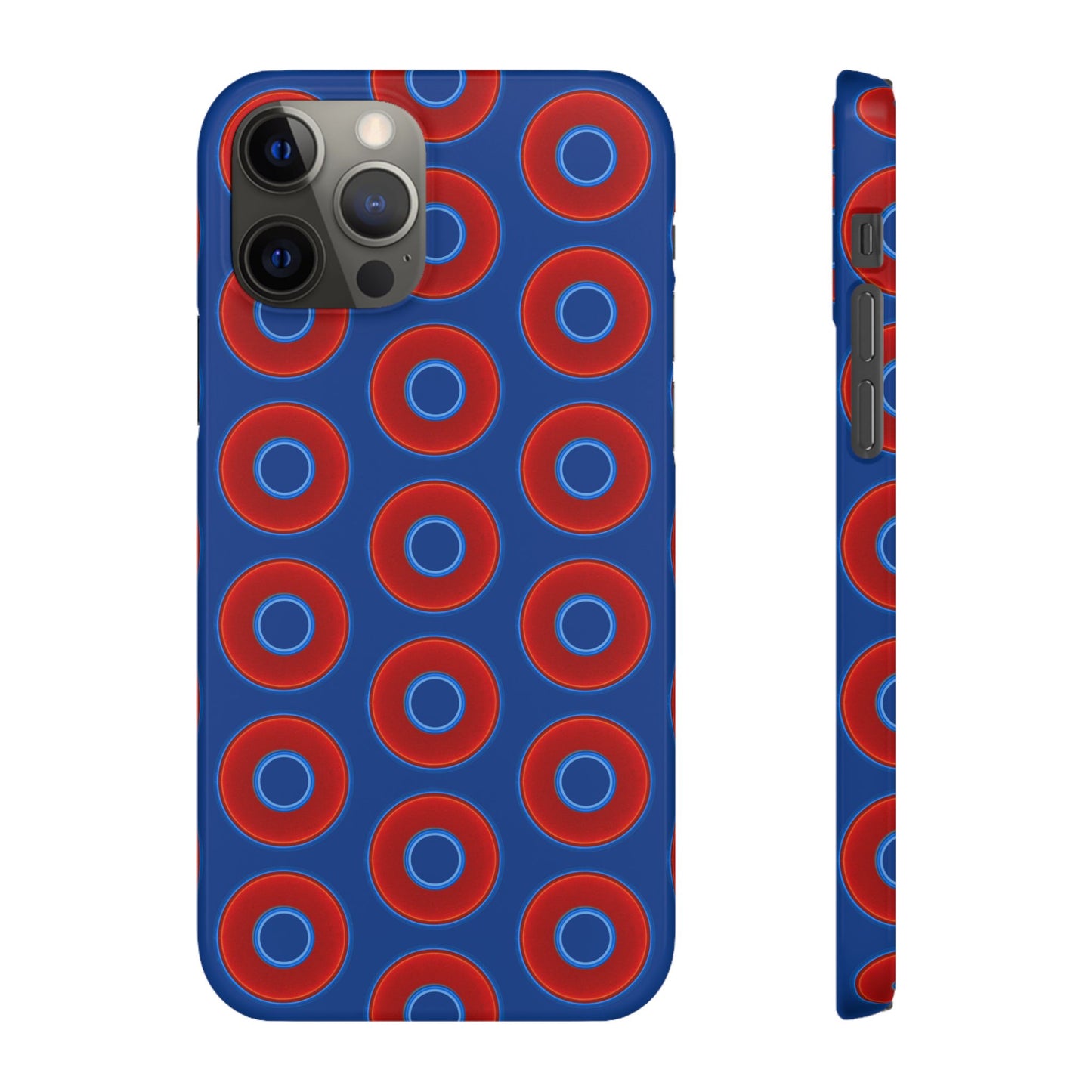 Lumpy Donut Snap Case - red vivid donut print w/dark blue background
