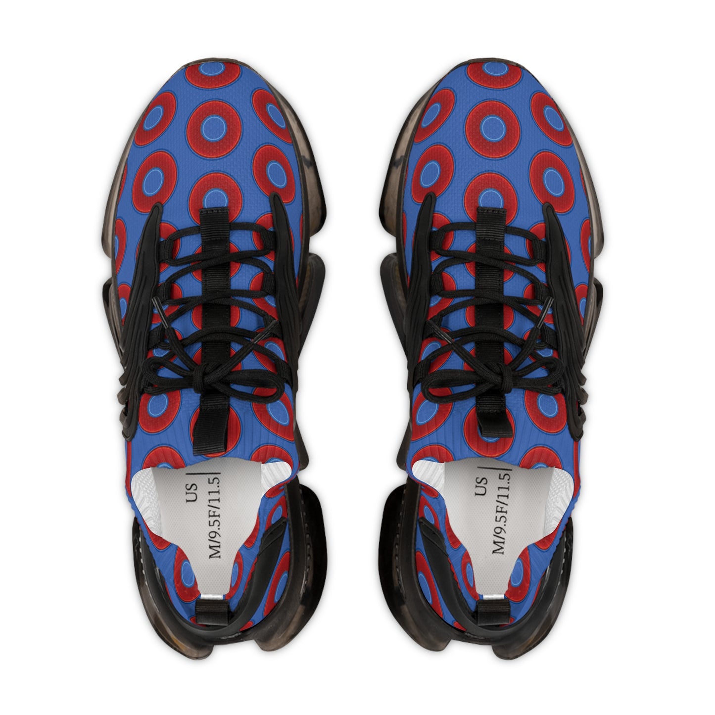 Donut Kicks - red vivid donut print w/medium royal blue background