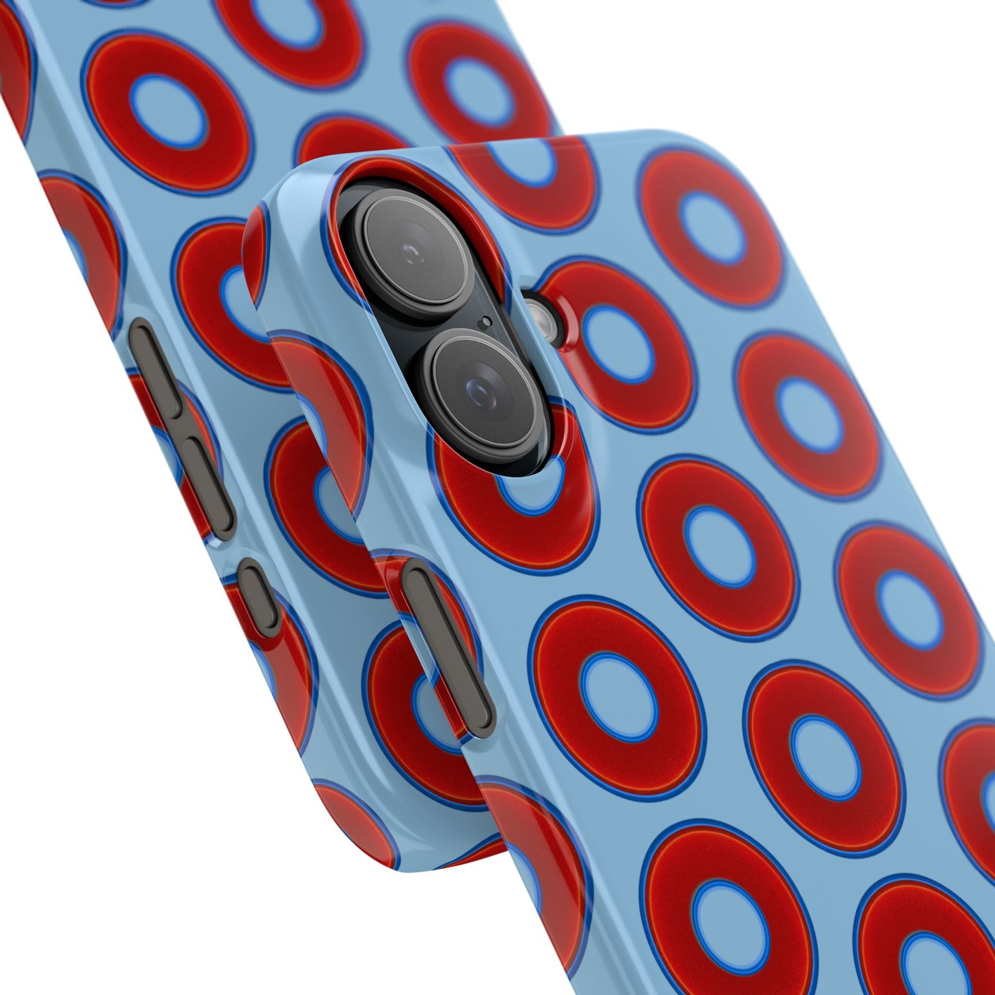 Lumpy Donut Snap Case - red vivid donut print w/sky blue background